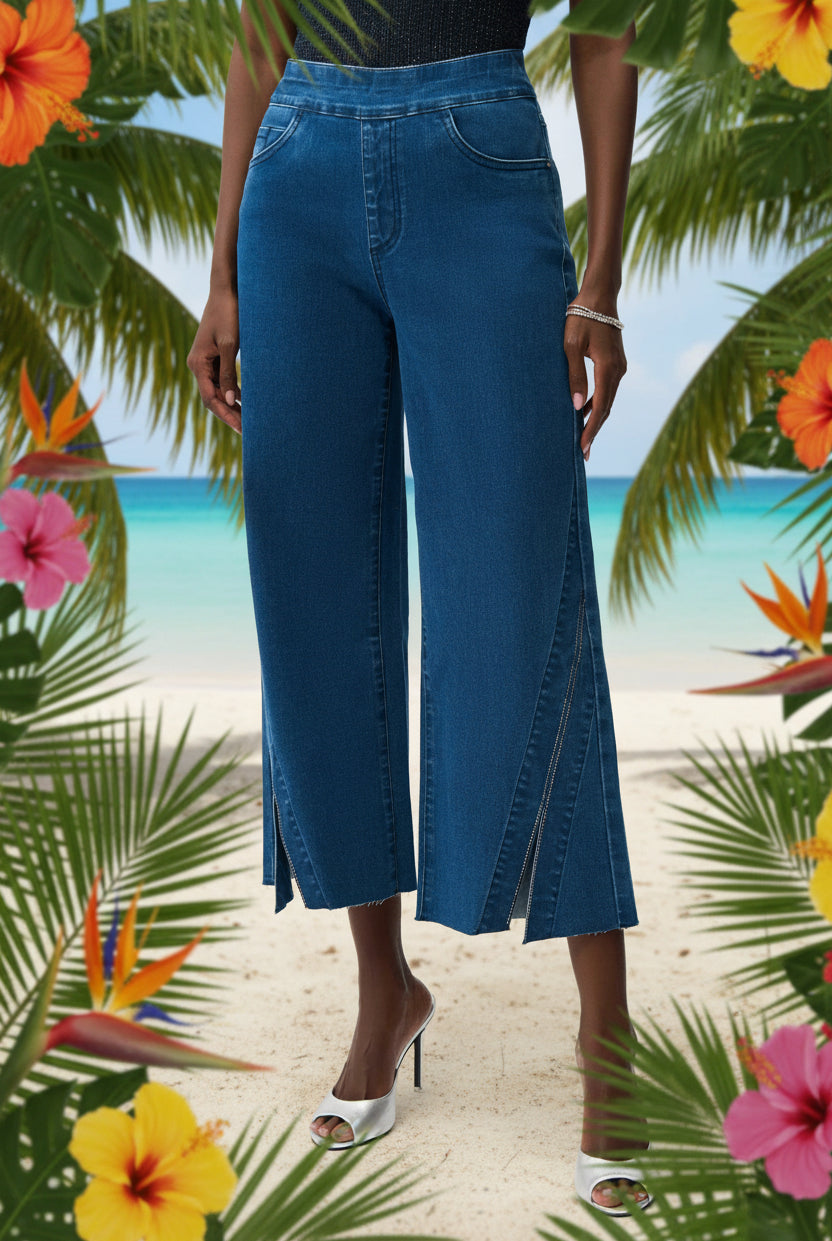 Joseph Ribkoff Culotte Jeans With Rhinestones | Unique Apparel USA