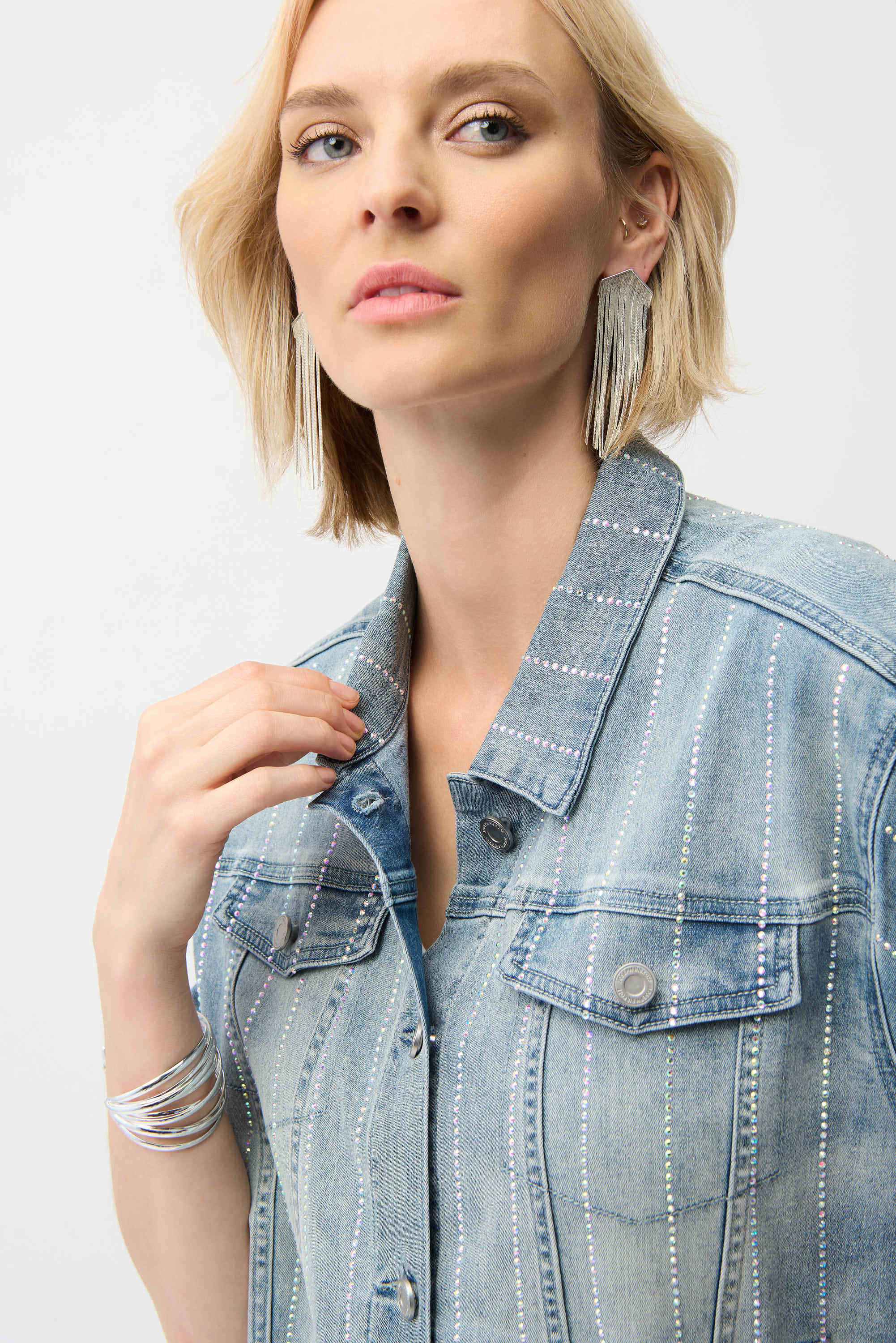 Joseph Ribkoff Denim Jacket With Rhinestones-261958