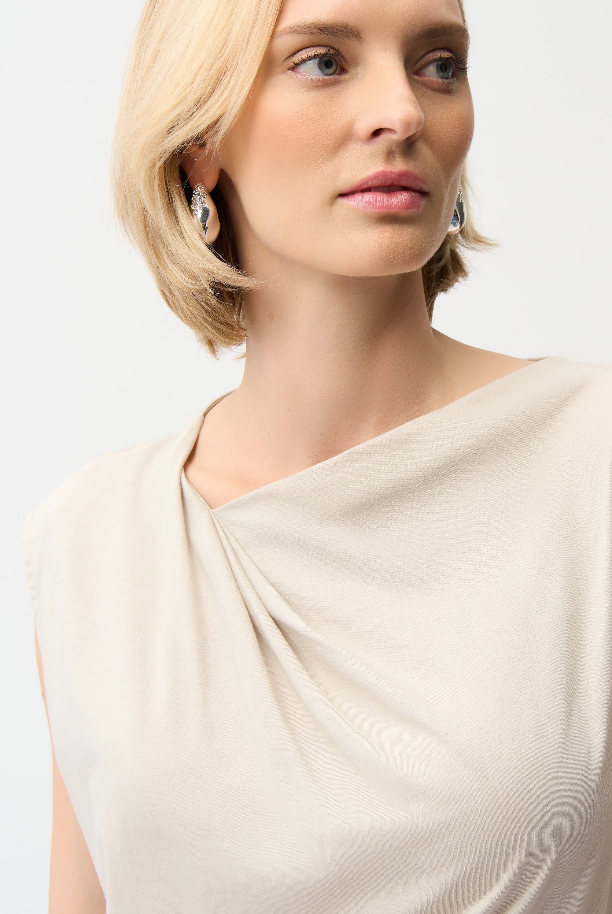 Cotton Top With Asymmetrical Collar