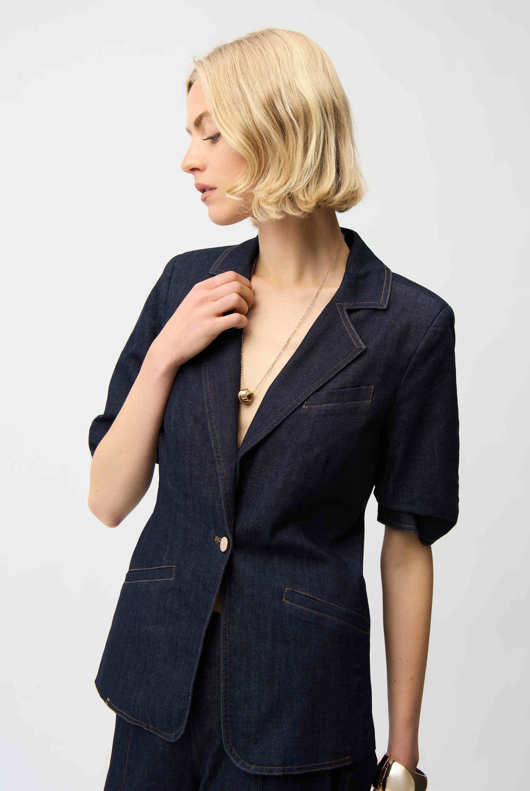 Joseph Ribkoff Denim Fitted Blazer | Unique Apparel USA