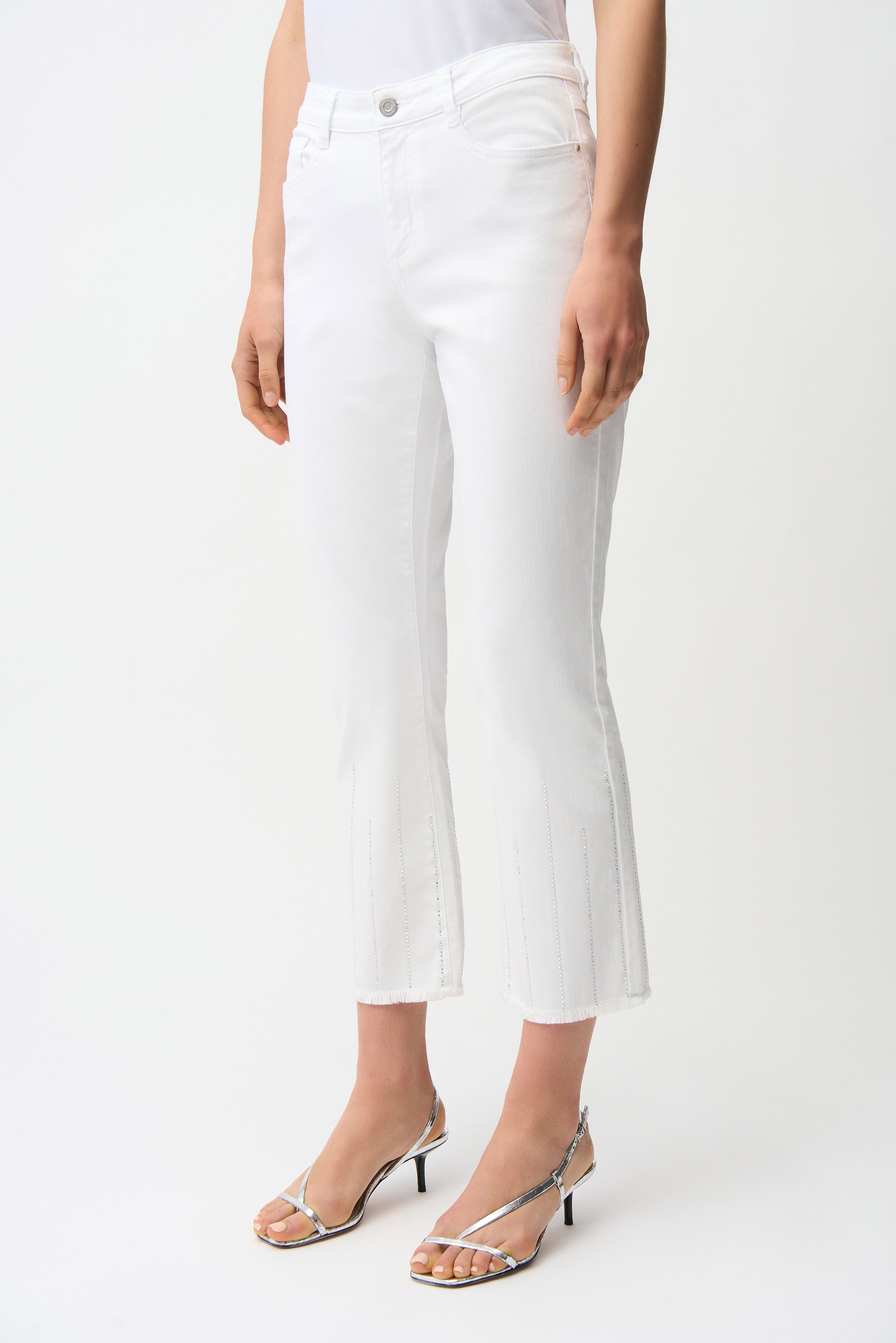 Joseph Ribkoff Straight Crop Jeans With Rhinestones-261945