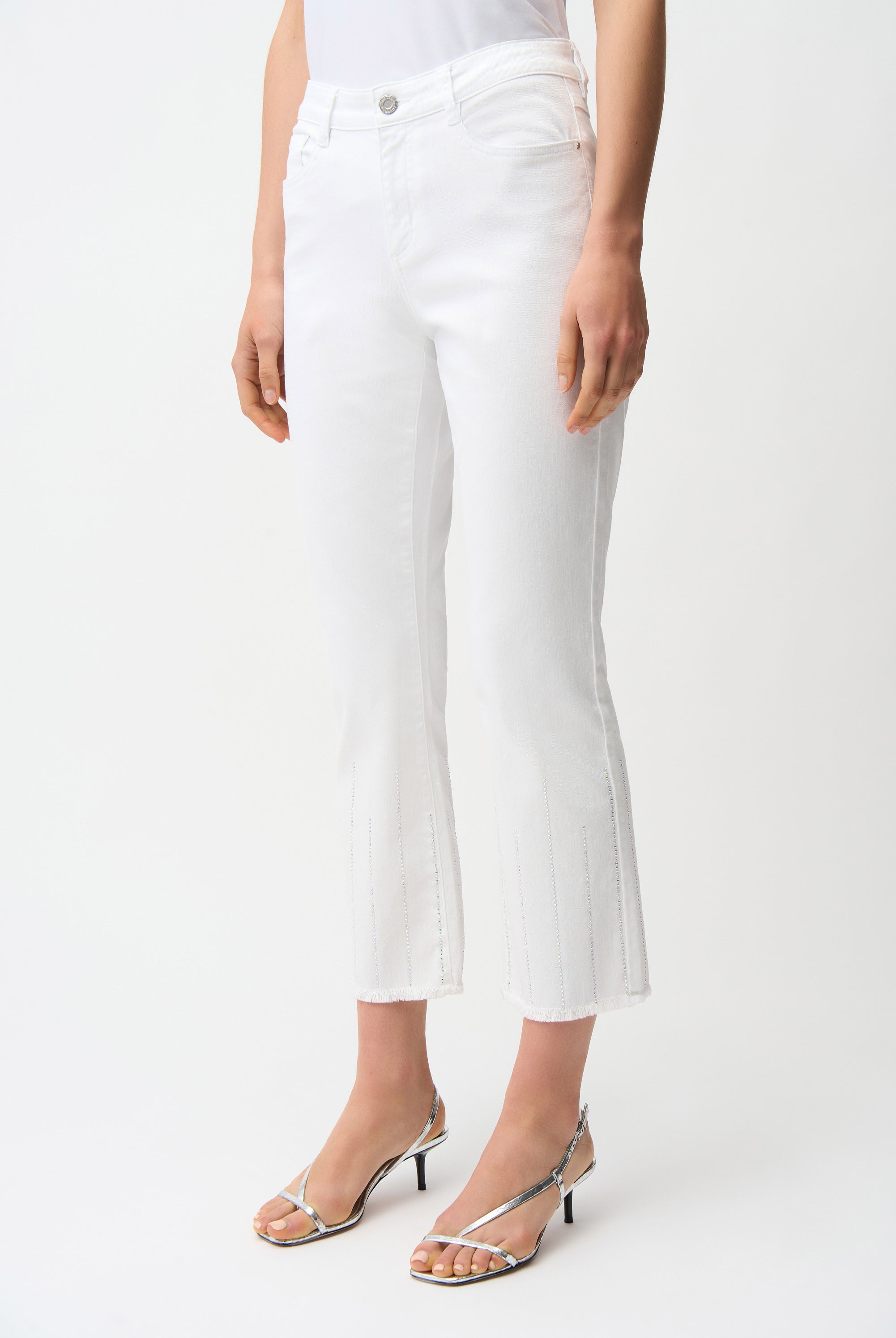 Joseph Ribkoff Straight Crop Jeans With Rhinestones | Unique Apparel USA
