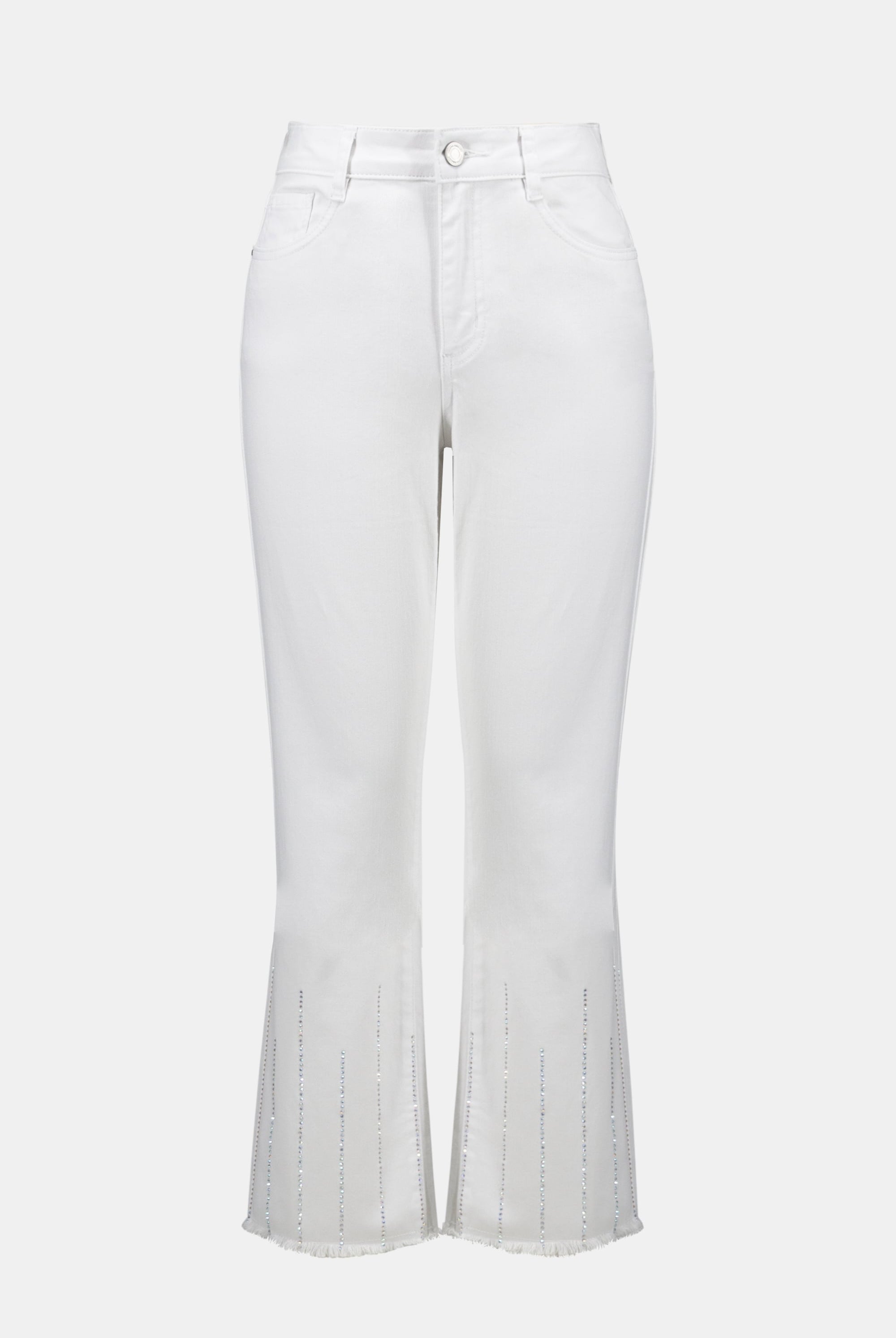 Straight Crop Jeans With Rhinestones