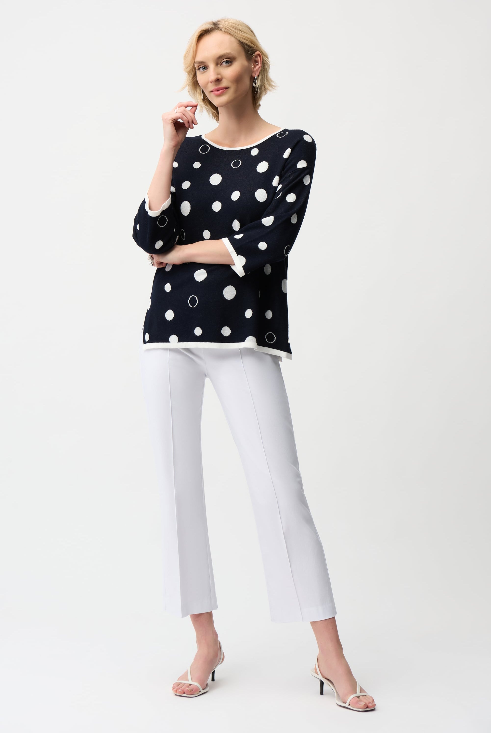 Viscose Blend Polka Dot Print Relaxed Fit Sweater