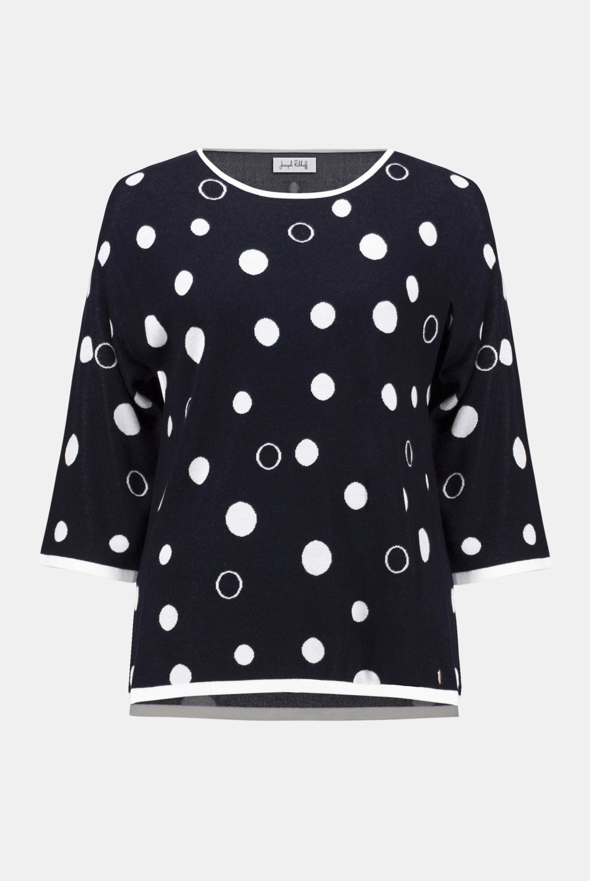Viscose Blend Polka Dot Print Relaxed Fit Sweater
