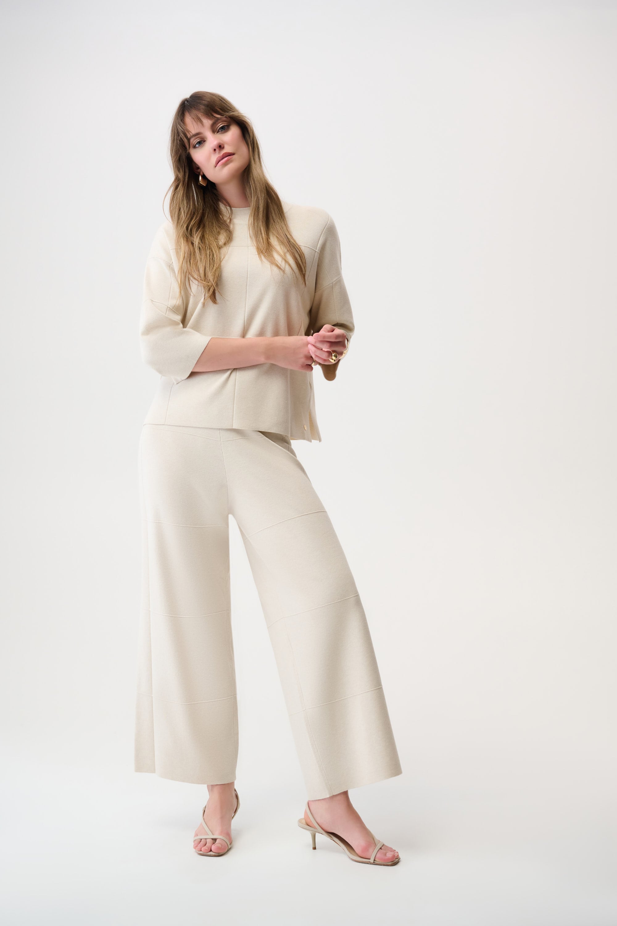 Brushed Viscose Straight Sweater with Mock Neck