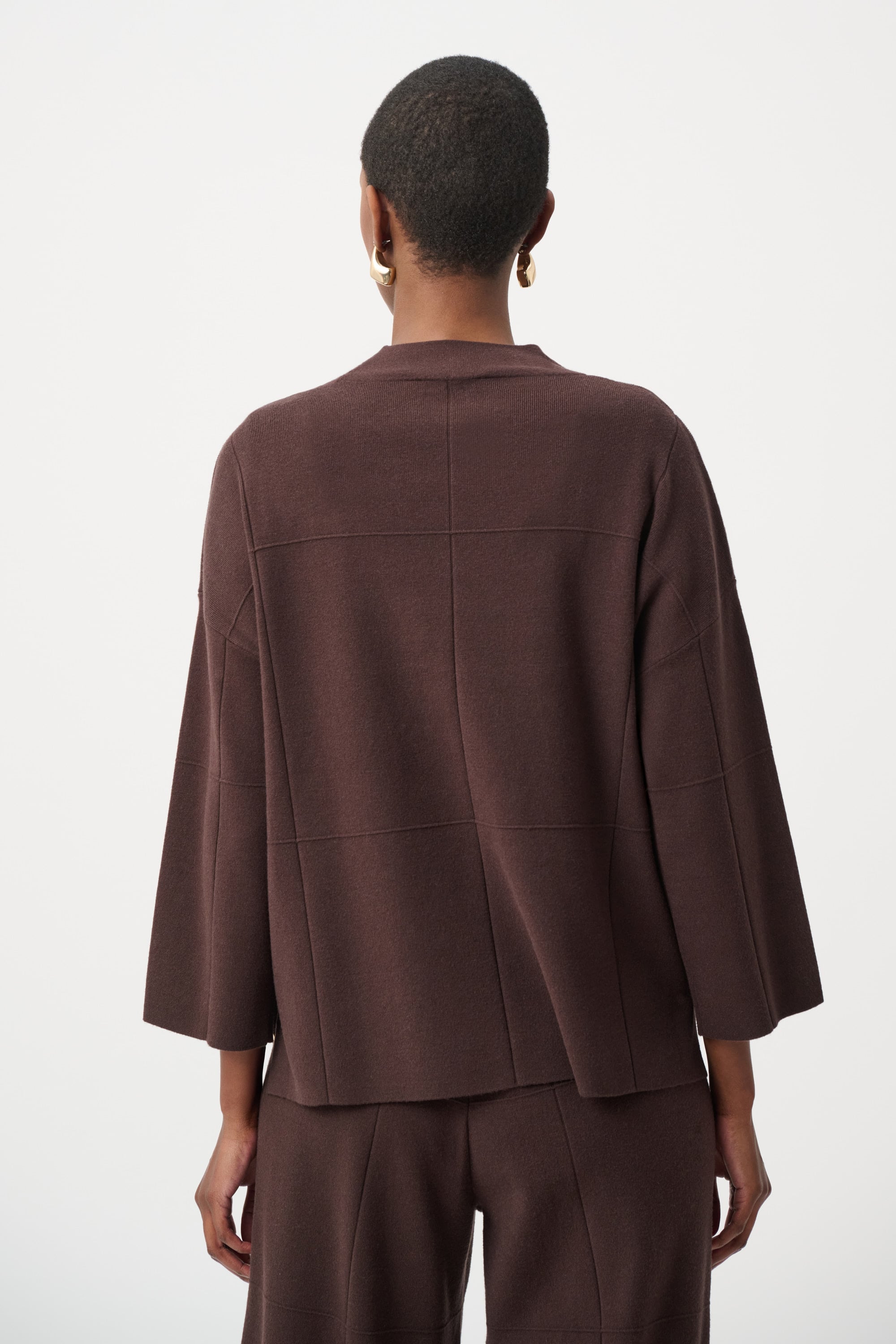 Brushed Viscose Straight Sweater with Mock Neck