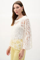 Joseph Ribkoff Burnout Woven Boxy Top With Cowl Neck-262020