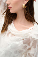 Joseph Ribkoff Burnout Woven Boxy Top With Cowl Neck-262020