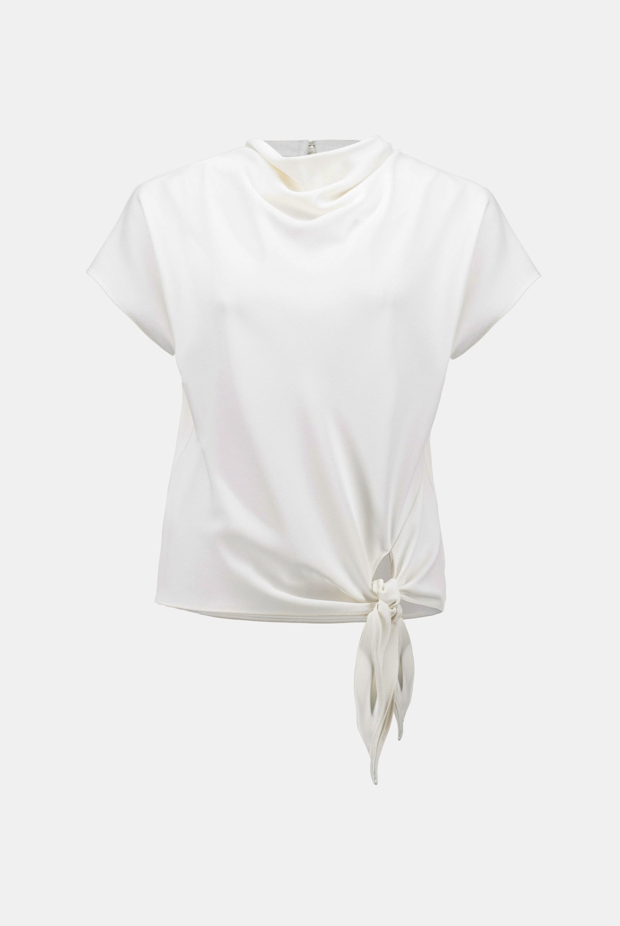 Woven Twill Boxy Top With Cowl Neck