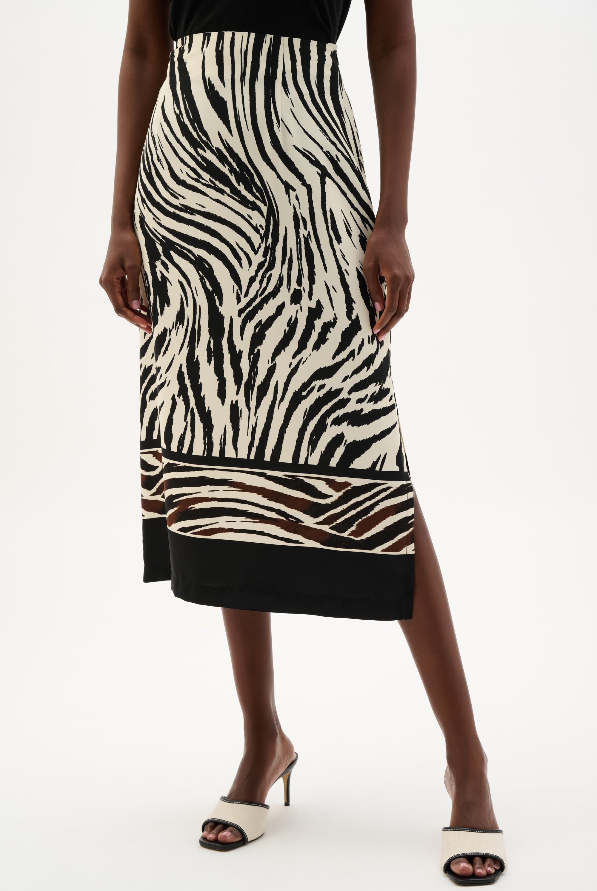 Recycled Woven Animal Print Straight Skirt
