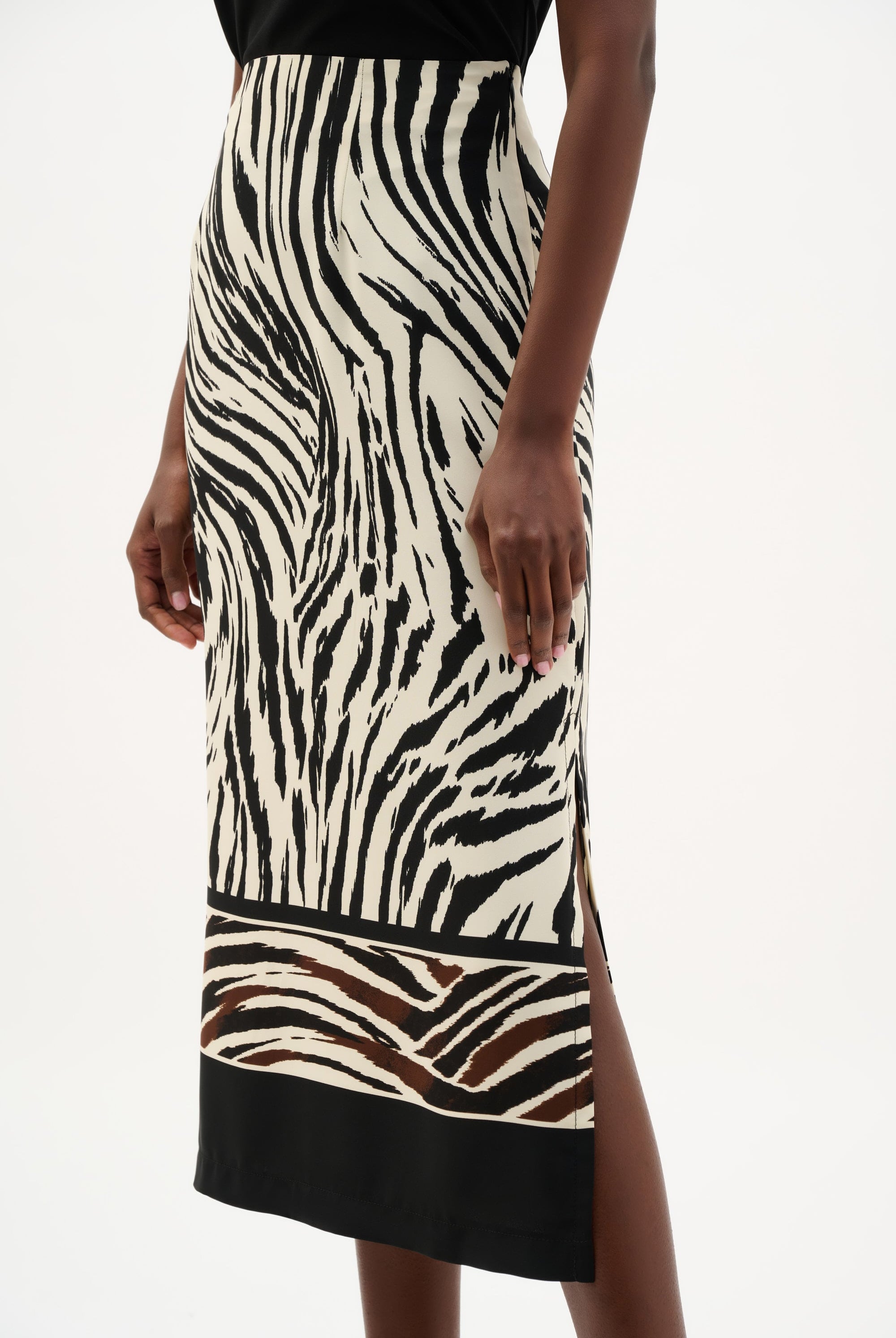 Recycled Woven Animal Print Straight Skirt