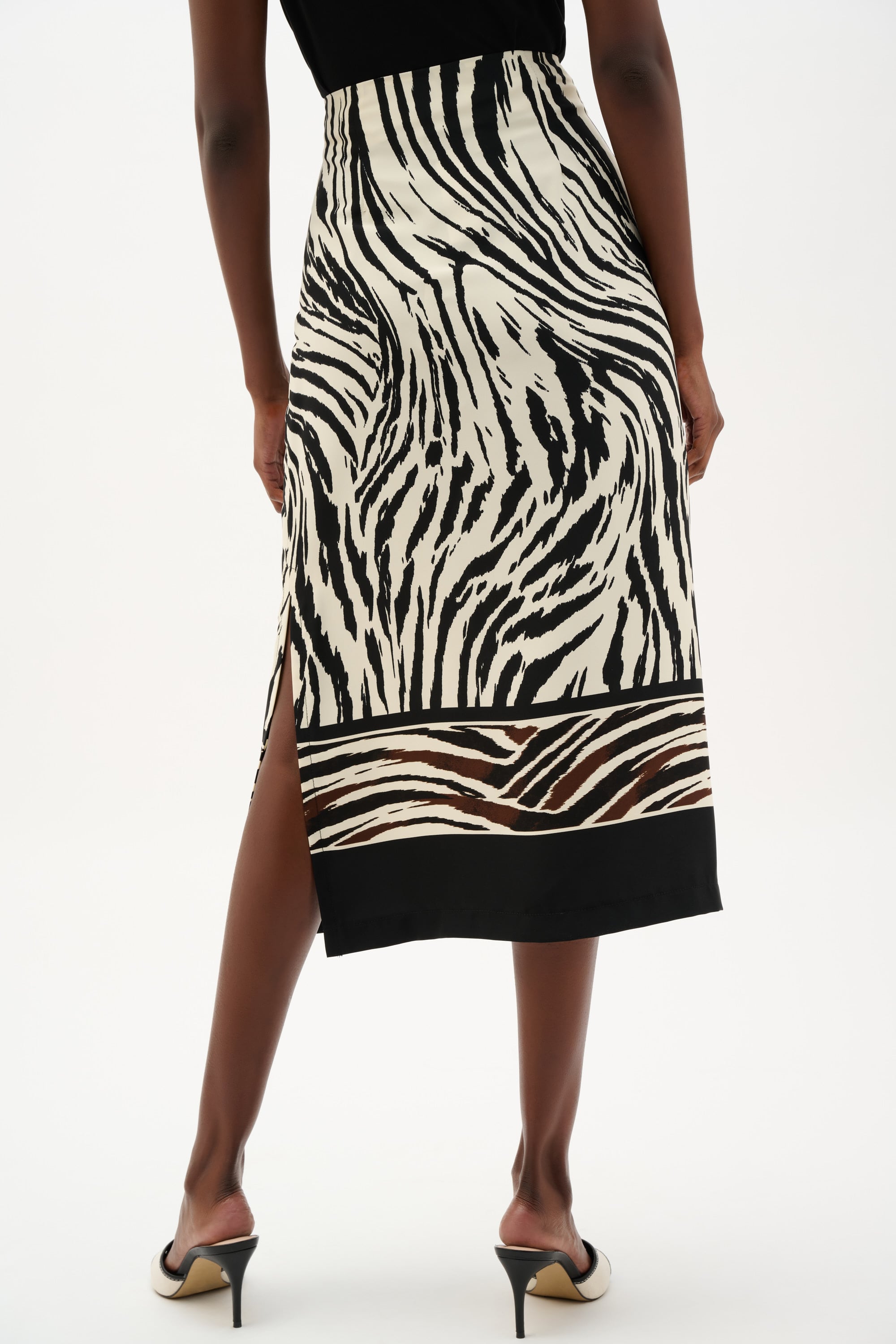 Recycled Woven Animal Print Straight Skirt