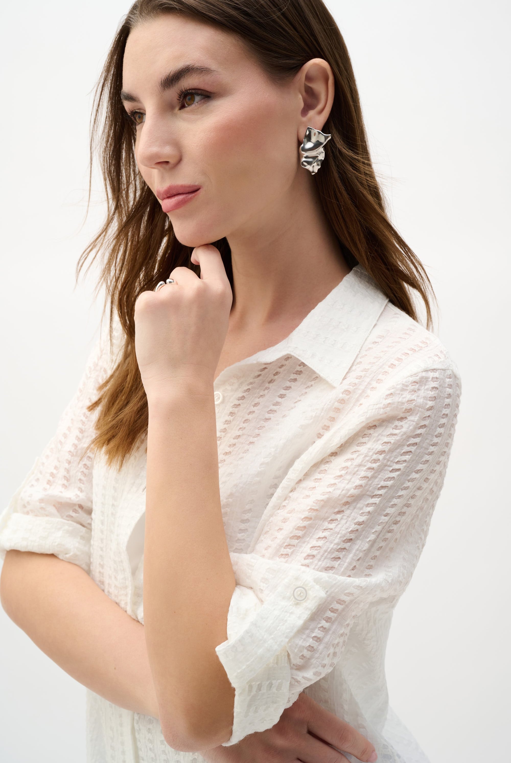 Woven Novelty Cocoon Blouse With Drawstring Hem
