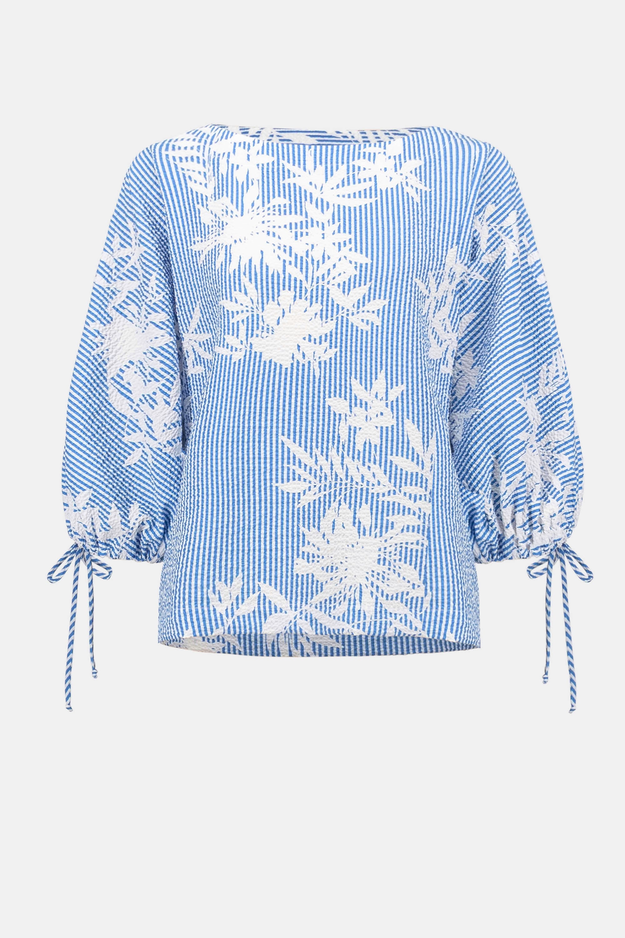 Woven Seersucker Floral Print Trapeze Top