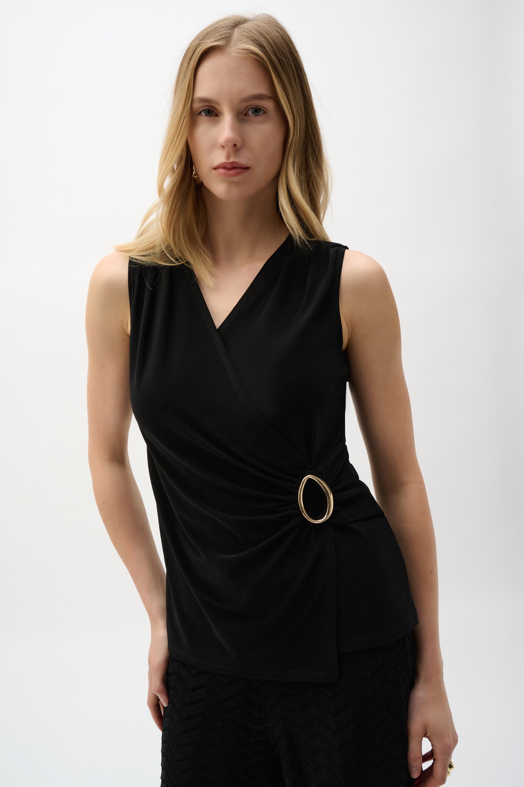 Silky Knit Fitted Wrap Top