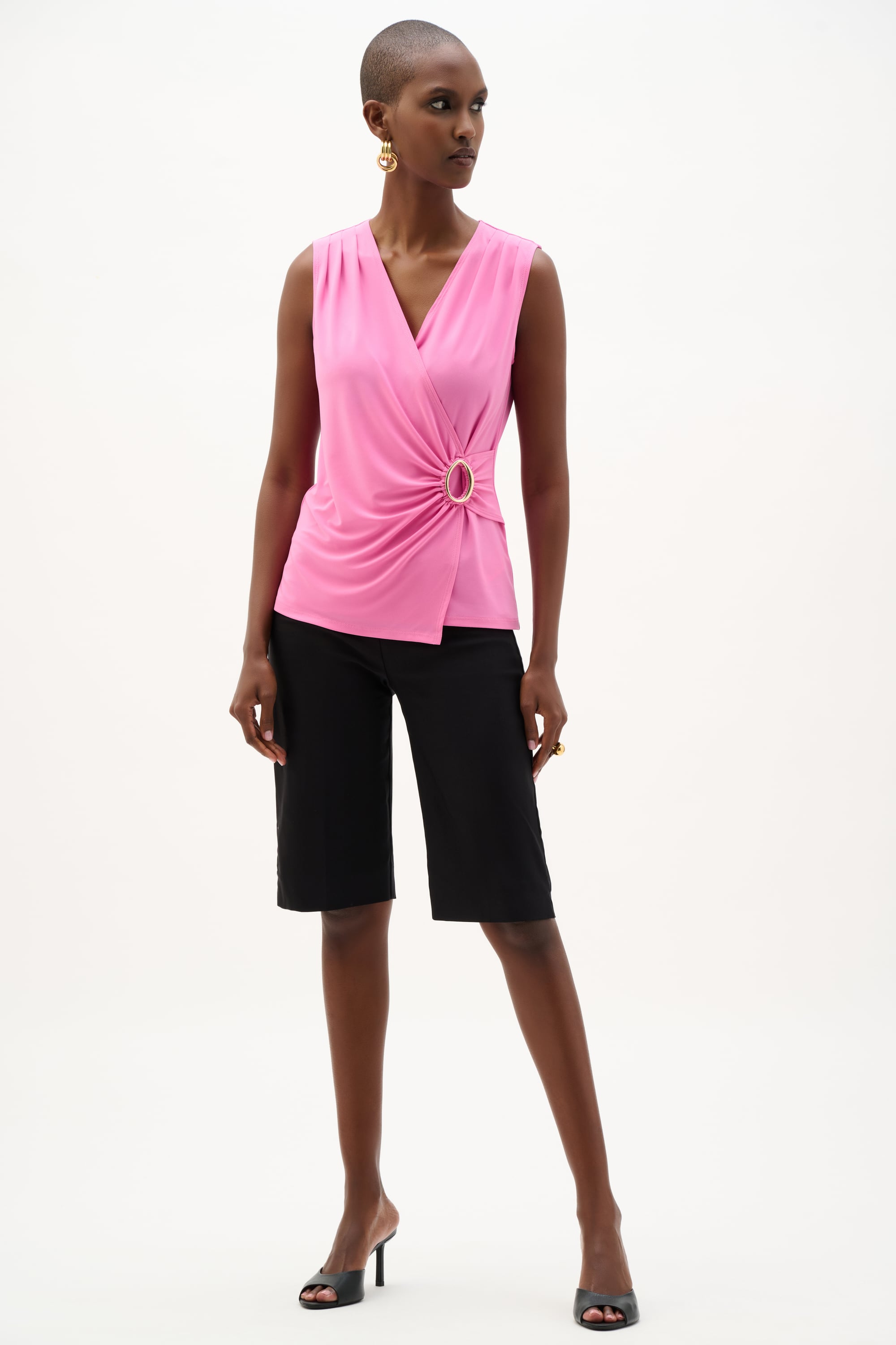 Silky Knit Fitted Wrap Top