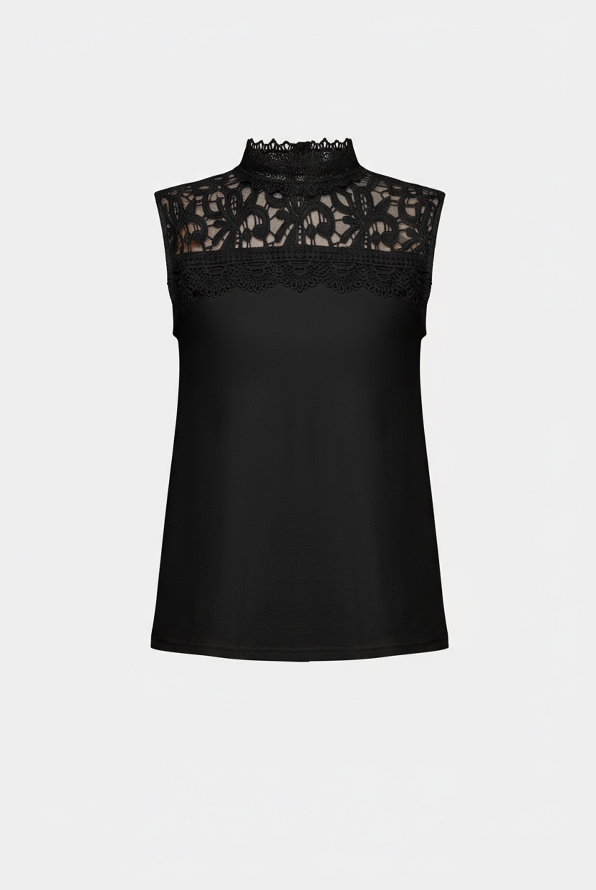 Jersey And Guipure Lace Fitted Top