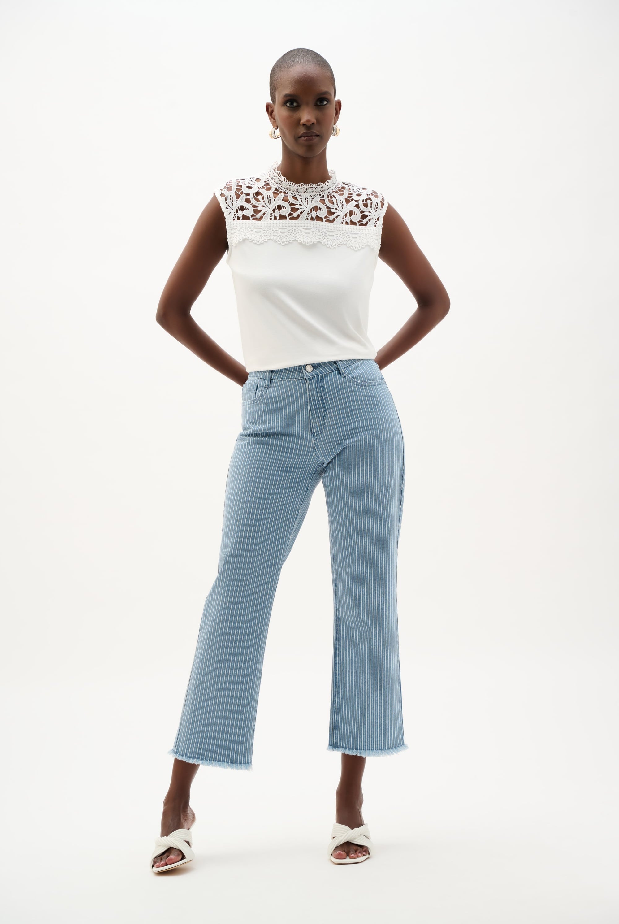 Jersey And Guipure Lace Fitted Top