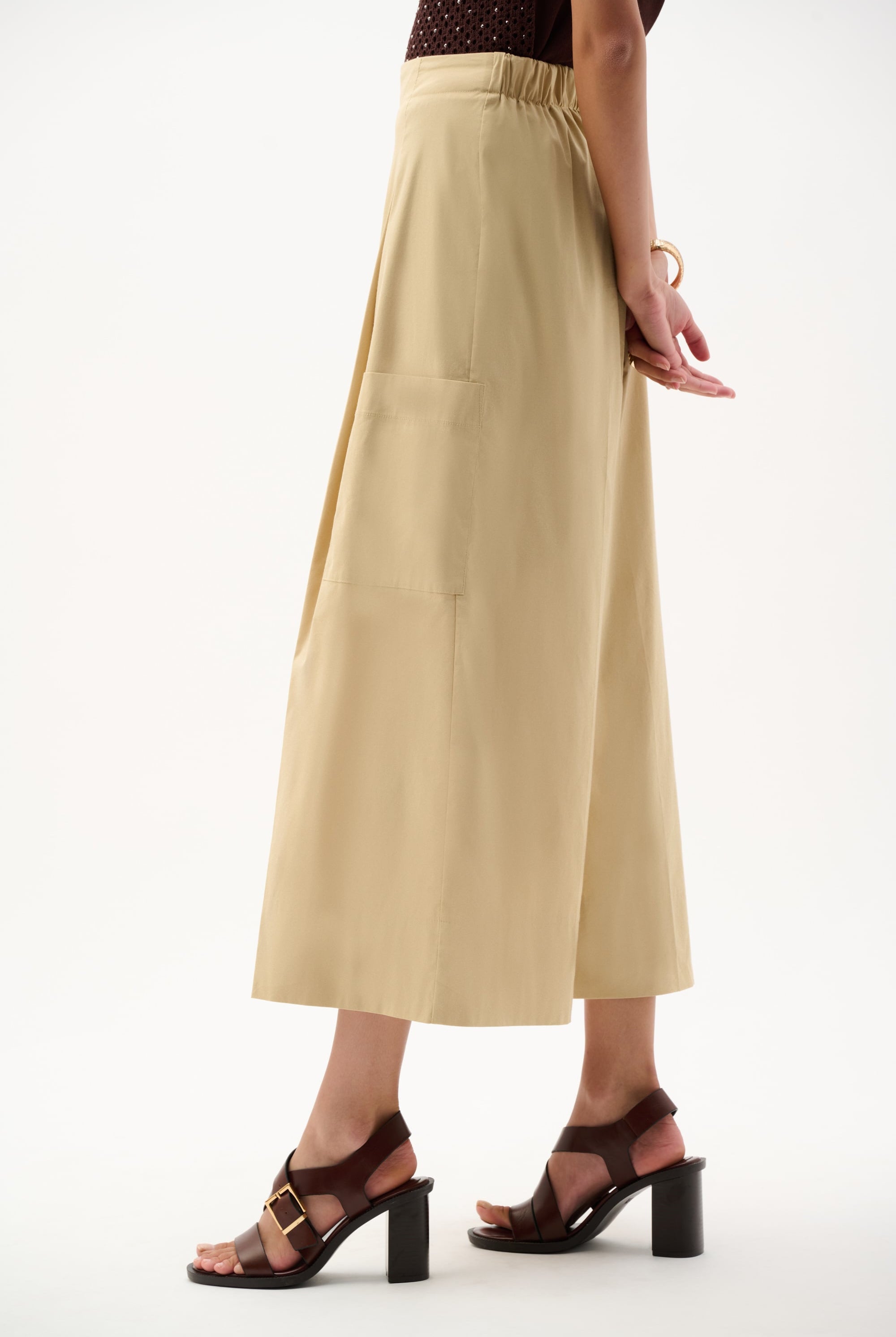 Stretch Poplin Pull-On Culotte Pants