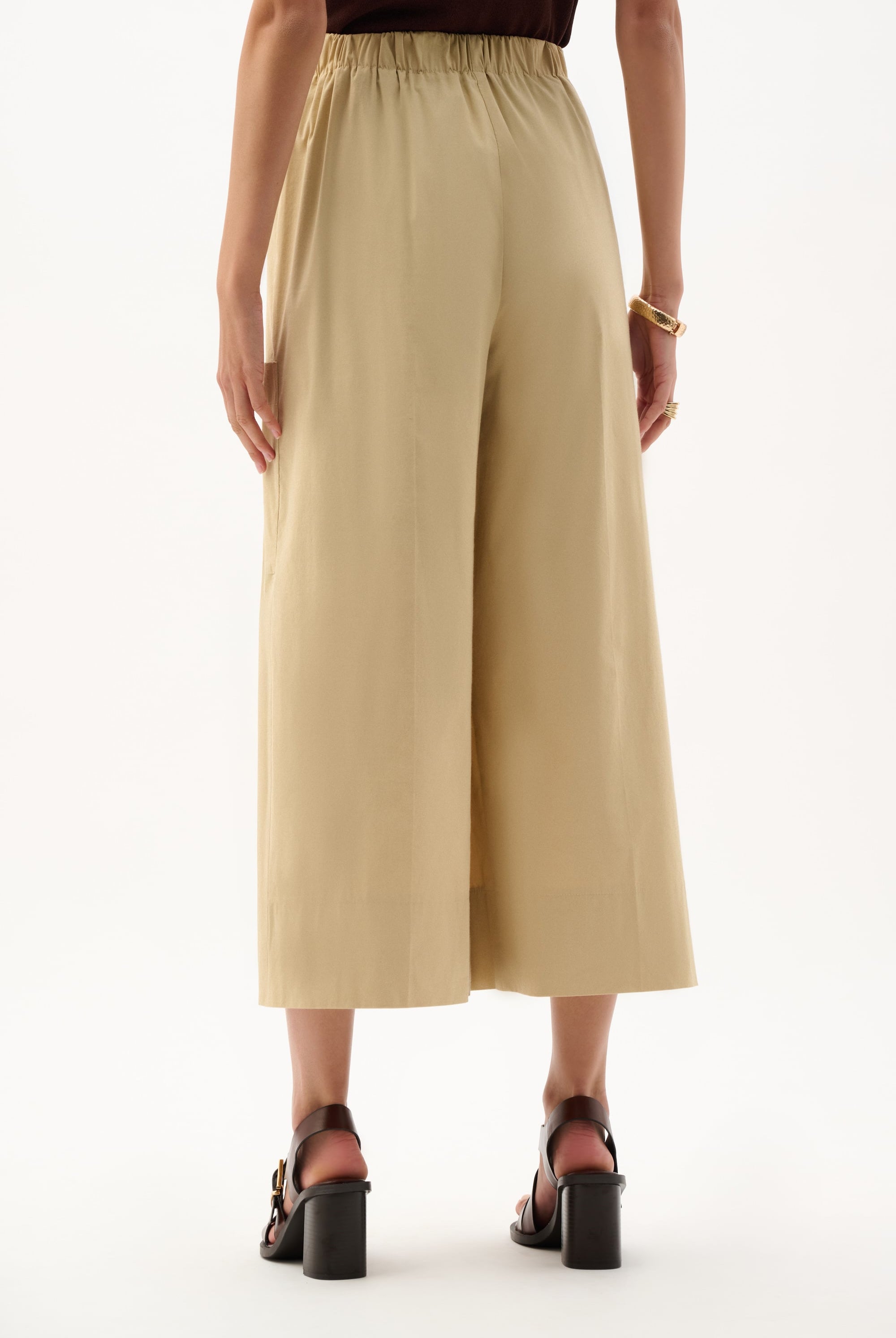 Stretch Poplin Pull-On Culotte Pants