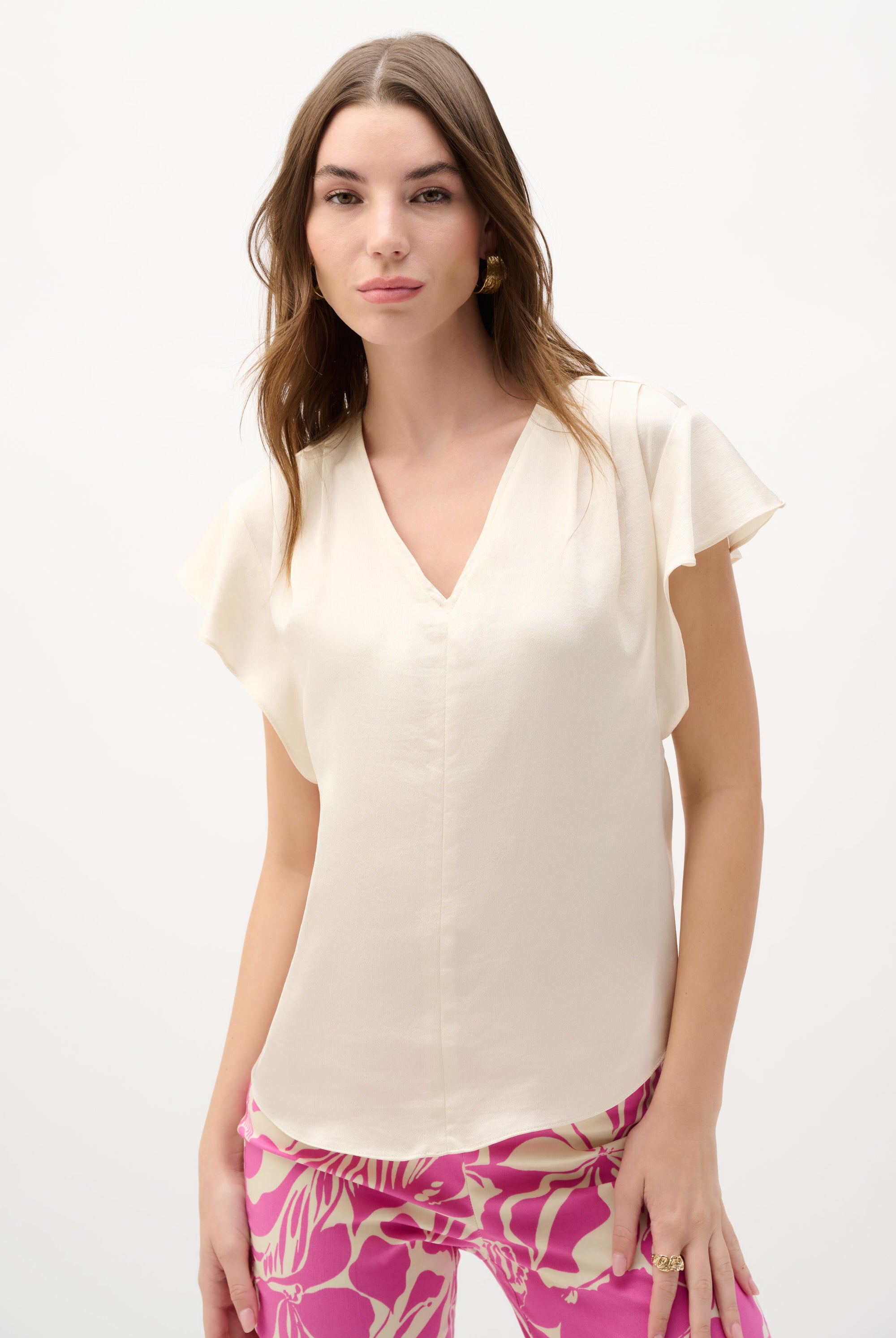 Recycled Satin Top With Butterfly Sleeves