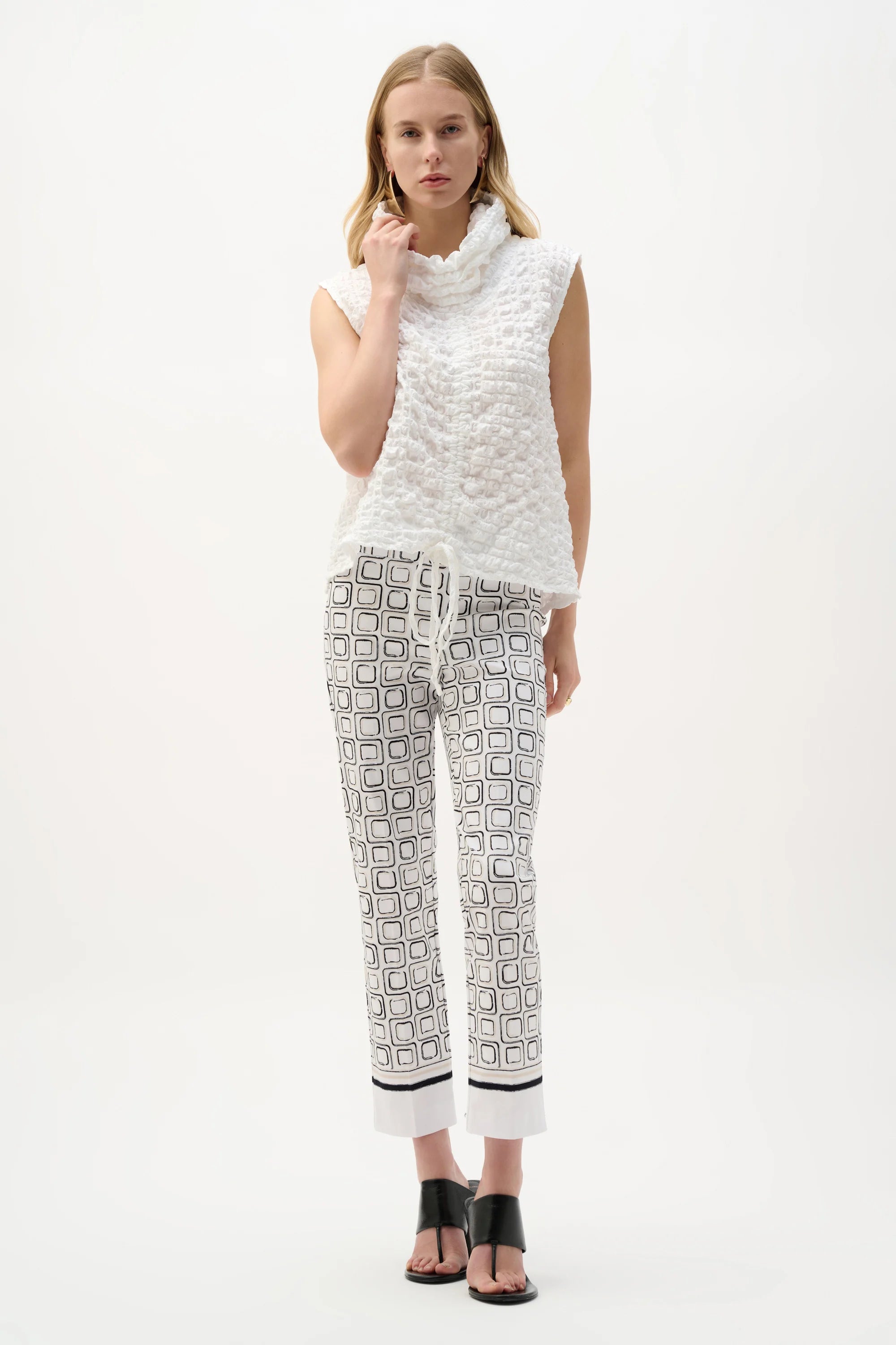 Joseph Ribkoff Bubble Jacquard Straight Top With Cowl Collar-262091