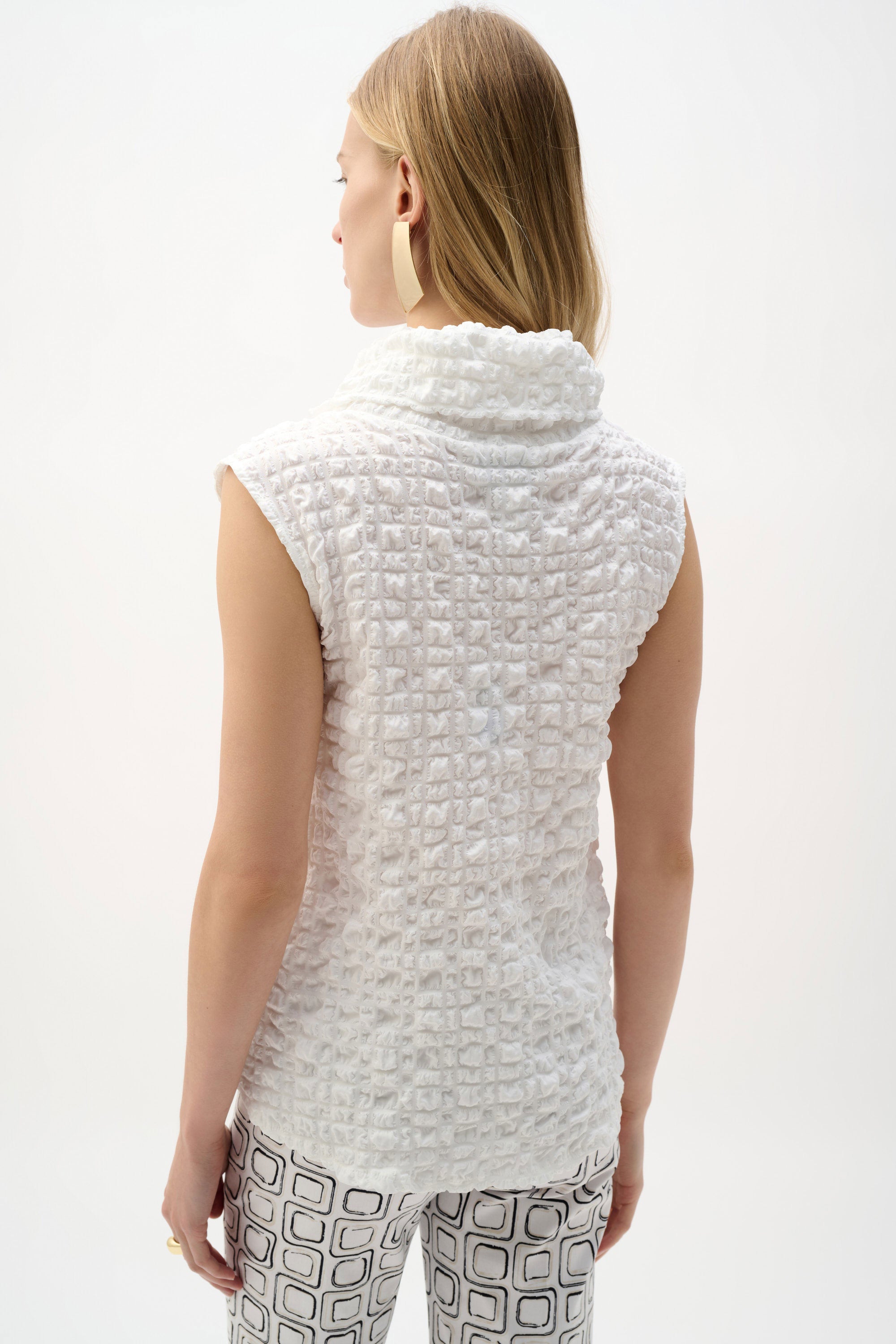 Joseph Ribkoff Bubble Jacquard Straight Top With Cowl Collar-262091