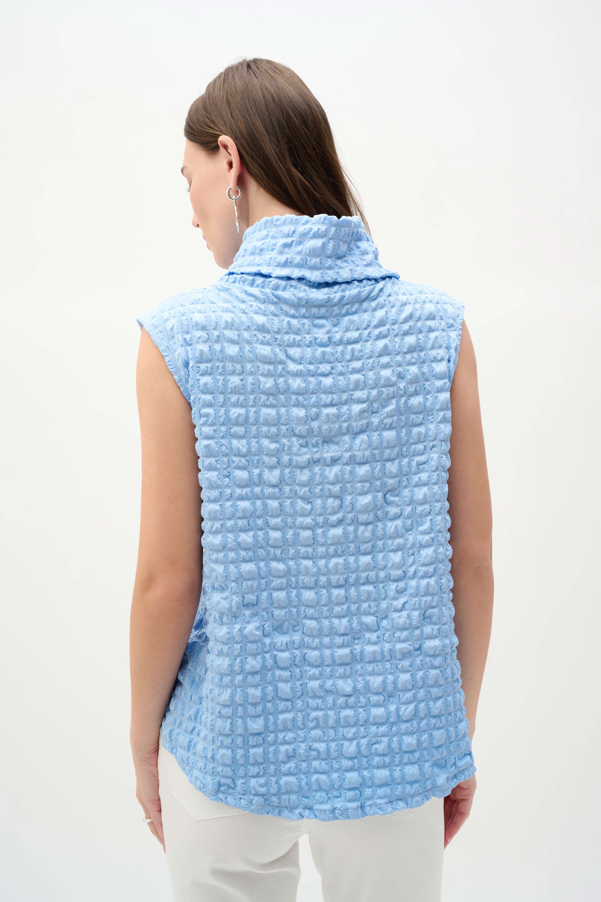 Joseph Ribkoff Bubble Jacquard Straight Top With Cowl Collar-262091