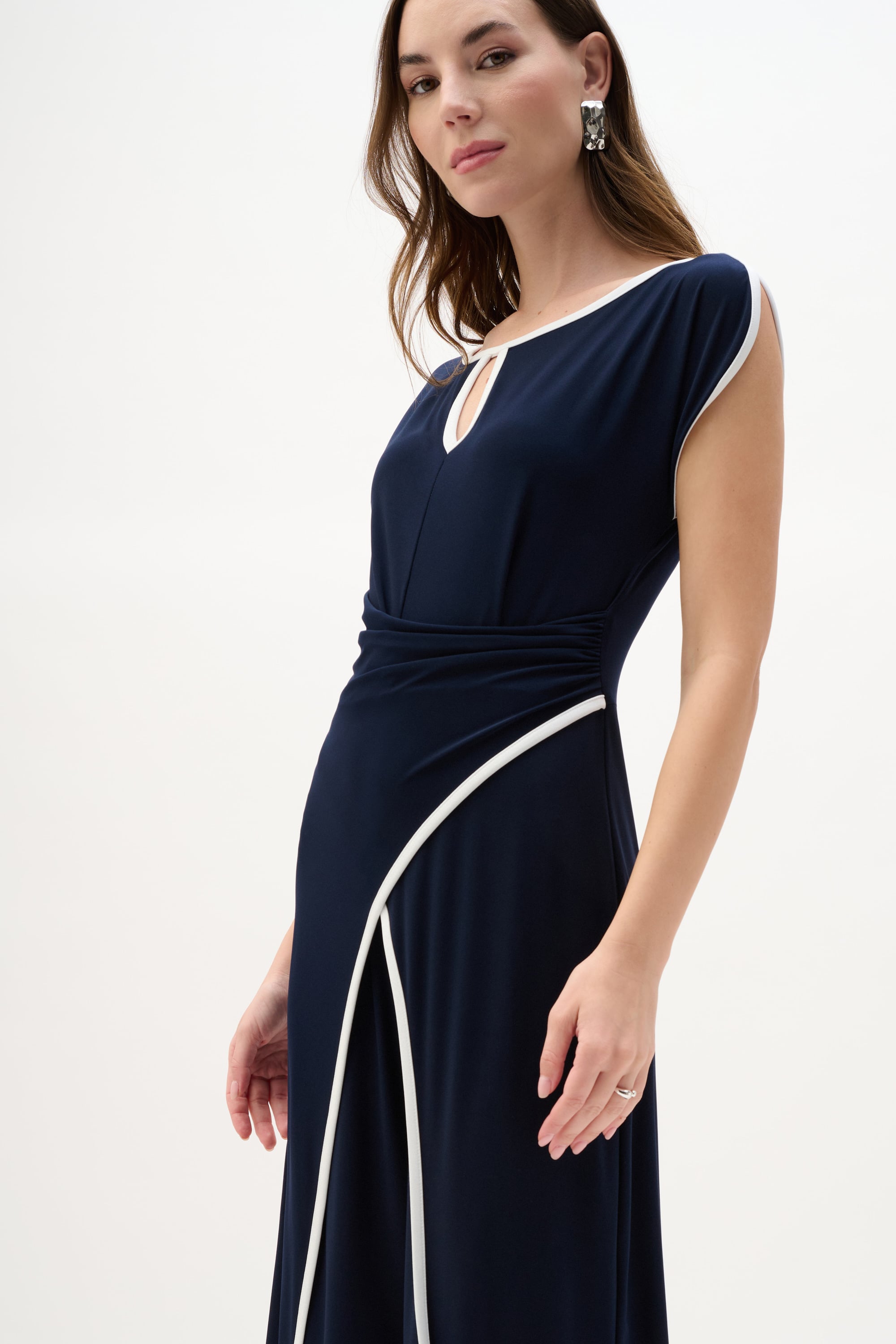 Silky Knit Culotte Jumpsuit With Draped Bodice