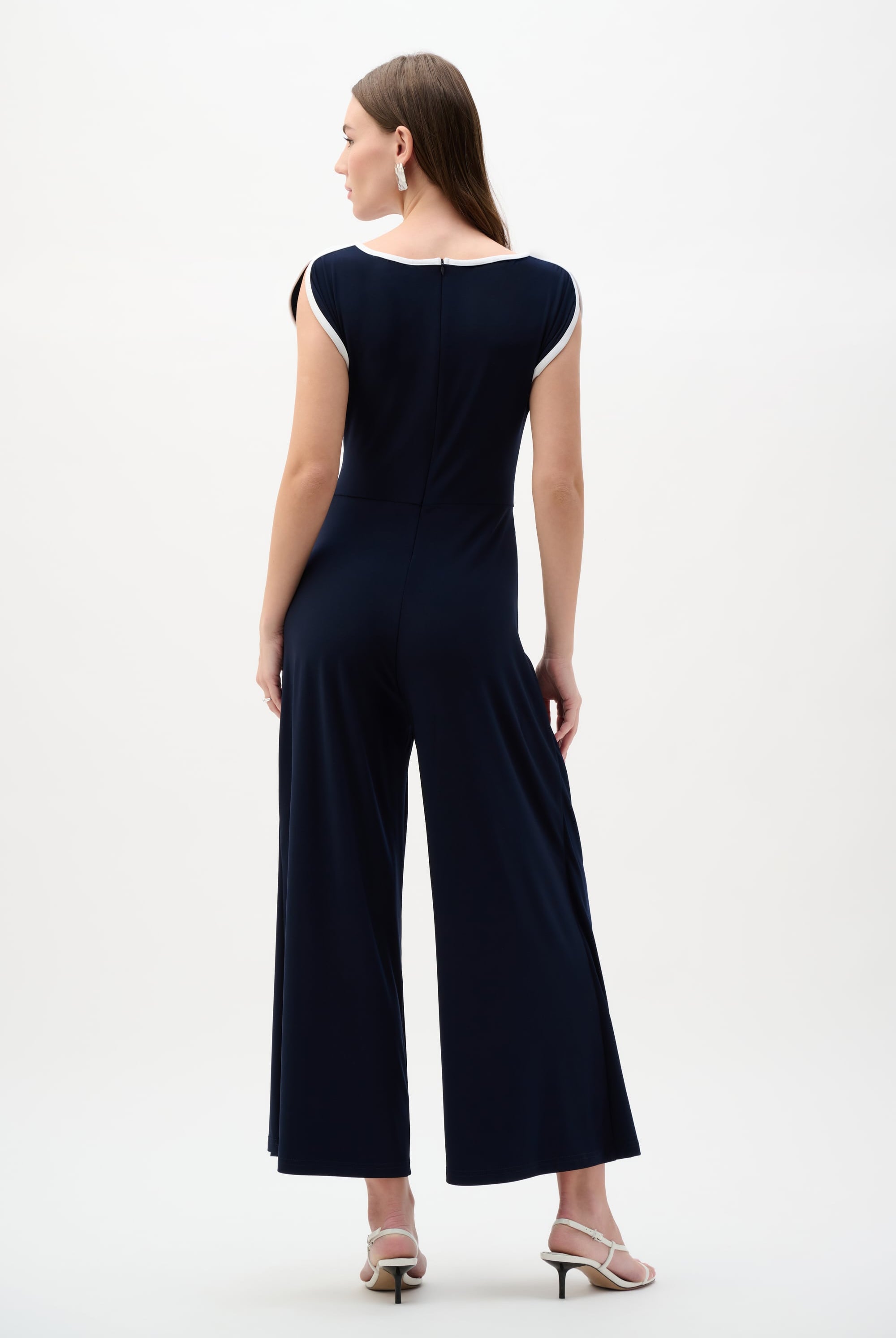 Silky Knit Culotte Jumpsuit With Draped Bodice