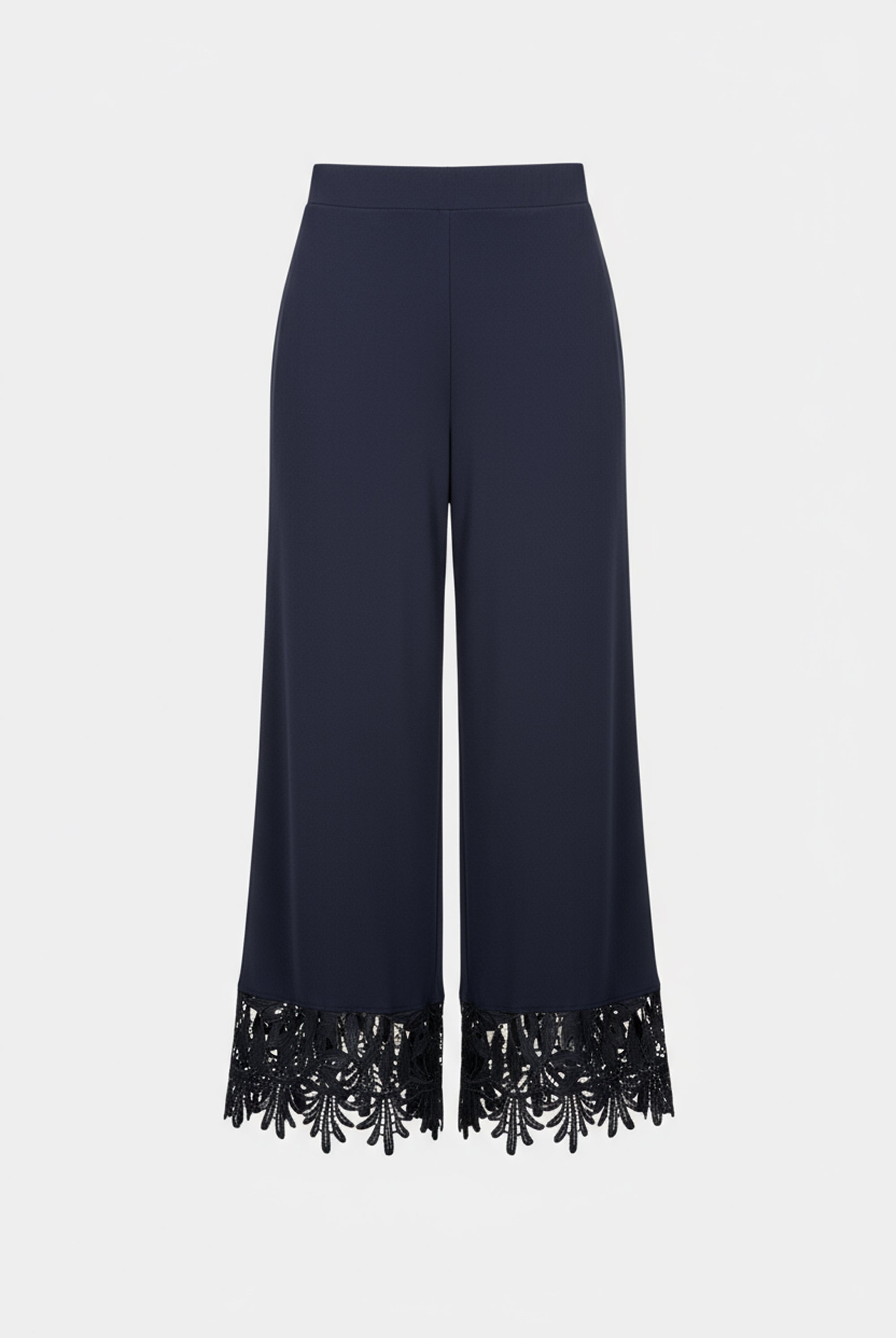 Silky Knit Culotte Pants With Guipure Lace Hem