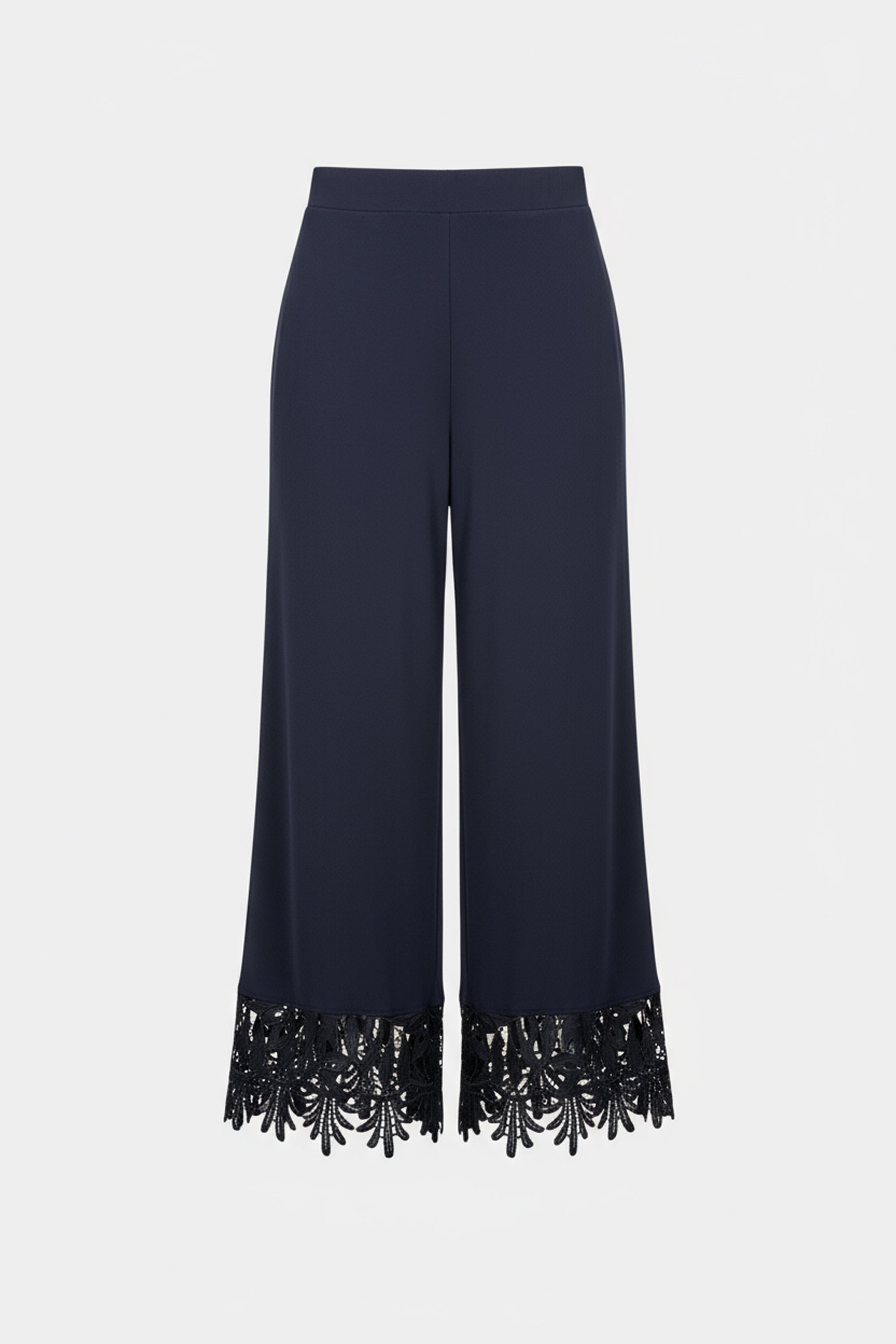 Silky Knit Culotte Pants With Guipure Lace Hem