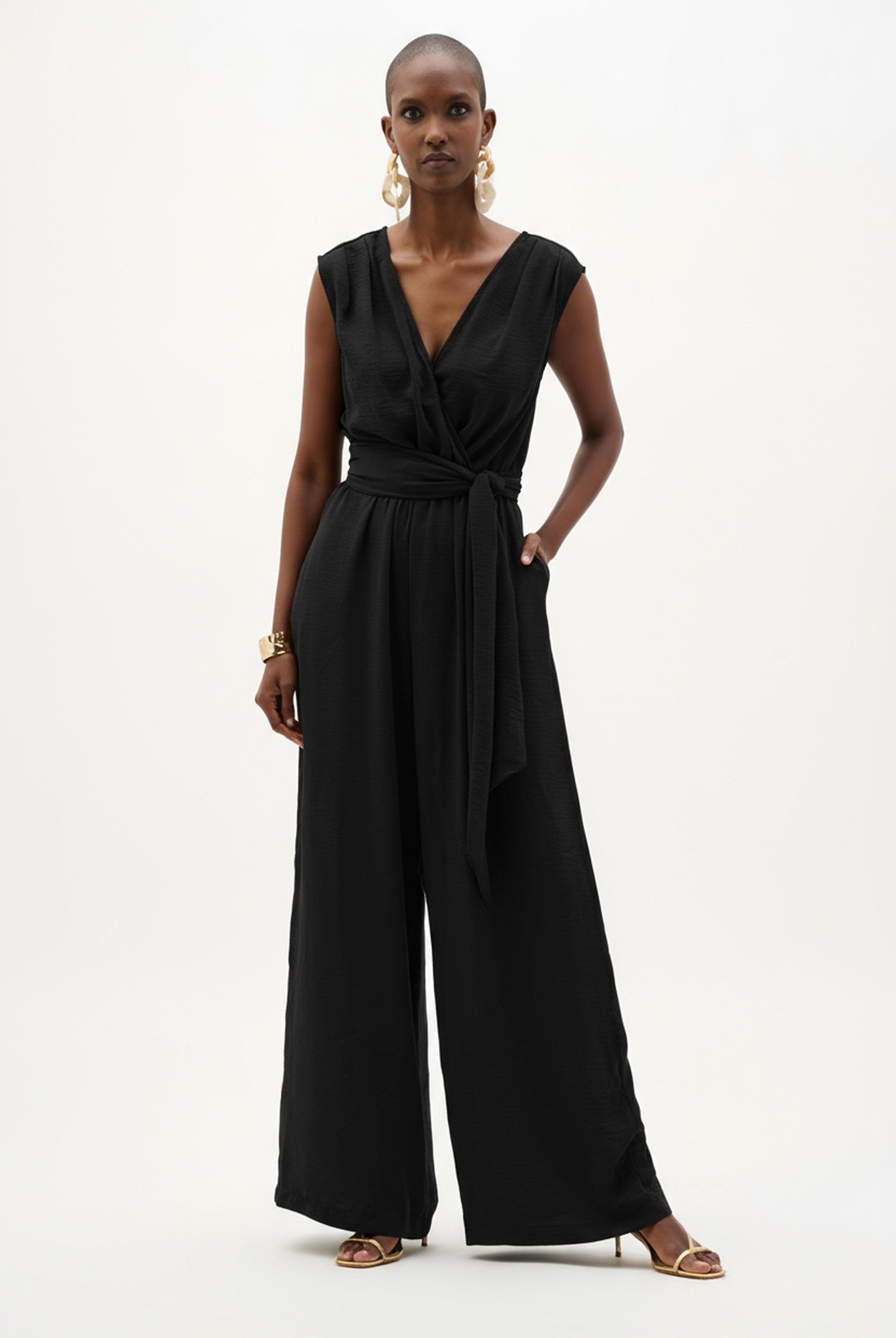 Woven Gauze Wide Leg Pull-On Jumpsuit