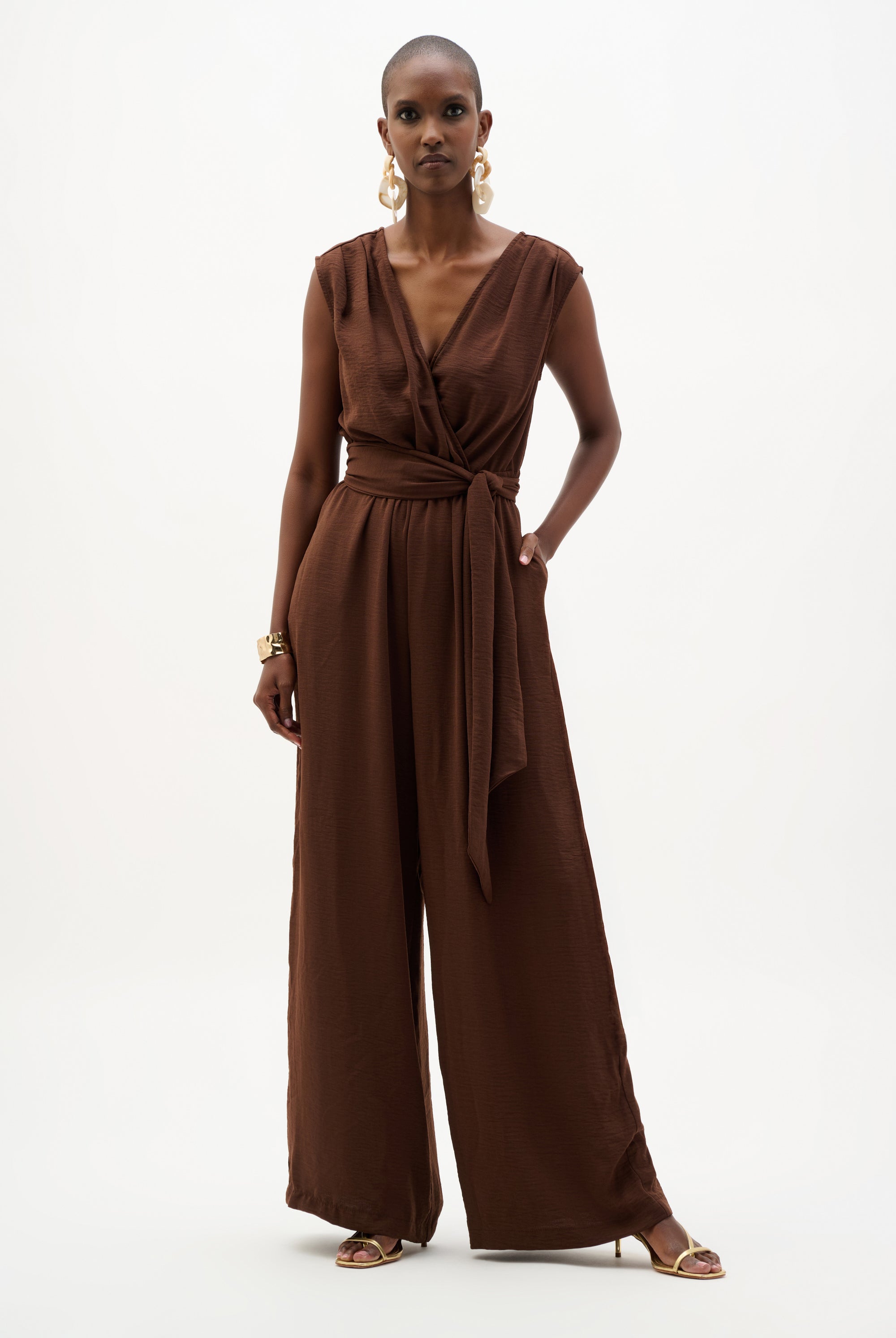Woven Gauze Wide Leg Pull-On Jumpsuit