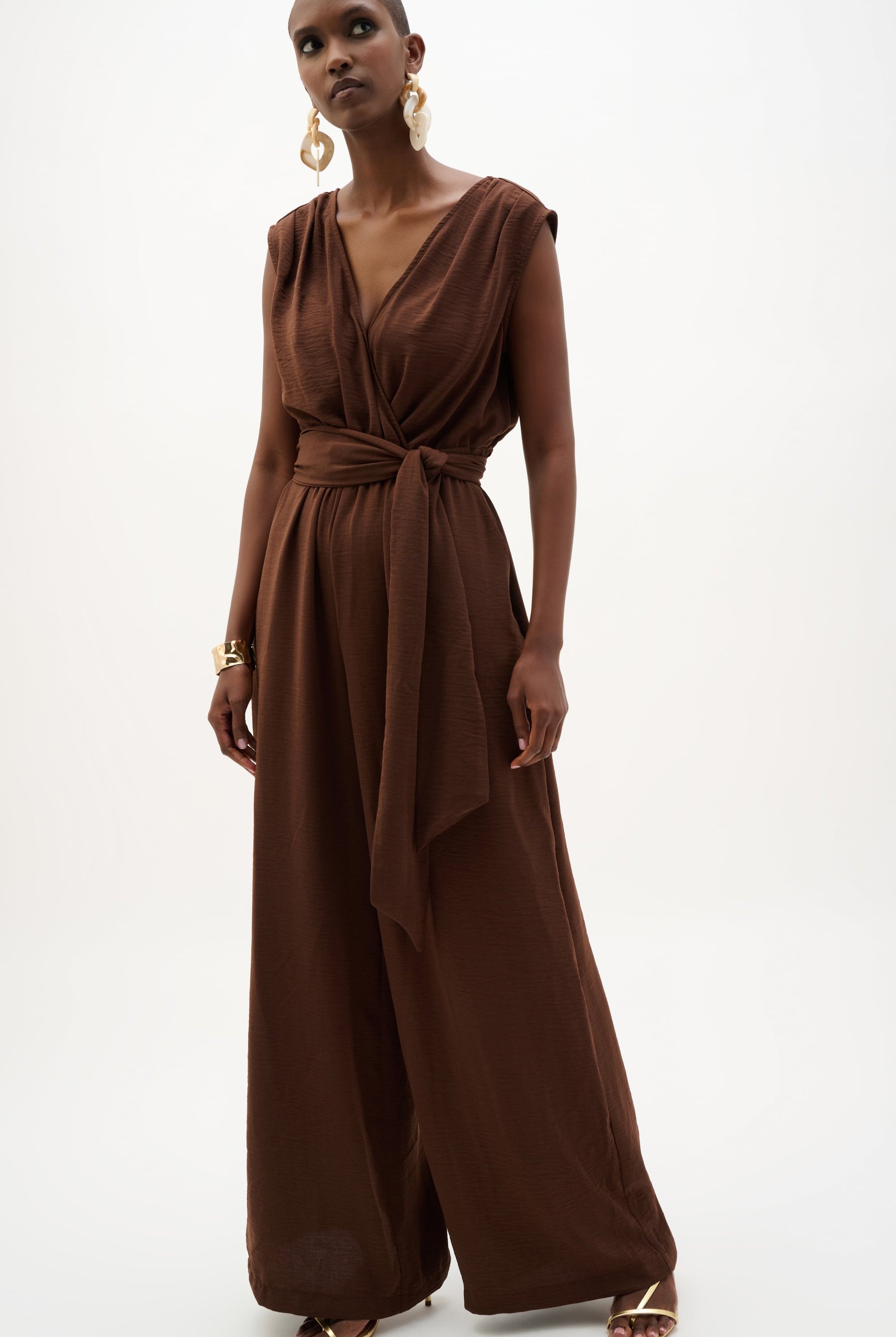 Woven Gauze Wide Leg Pull-On Jumpsuit