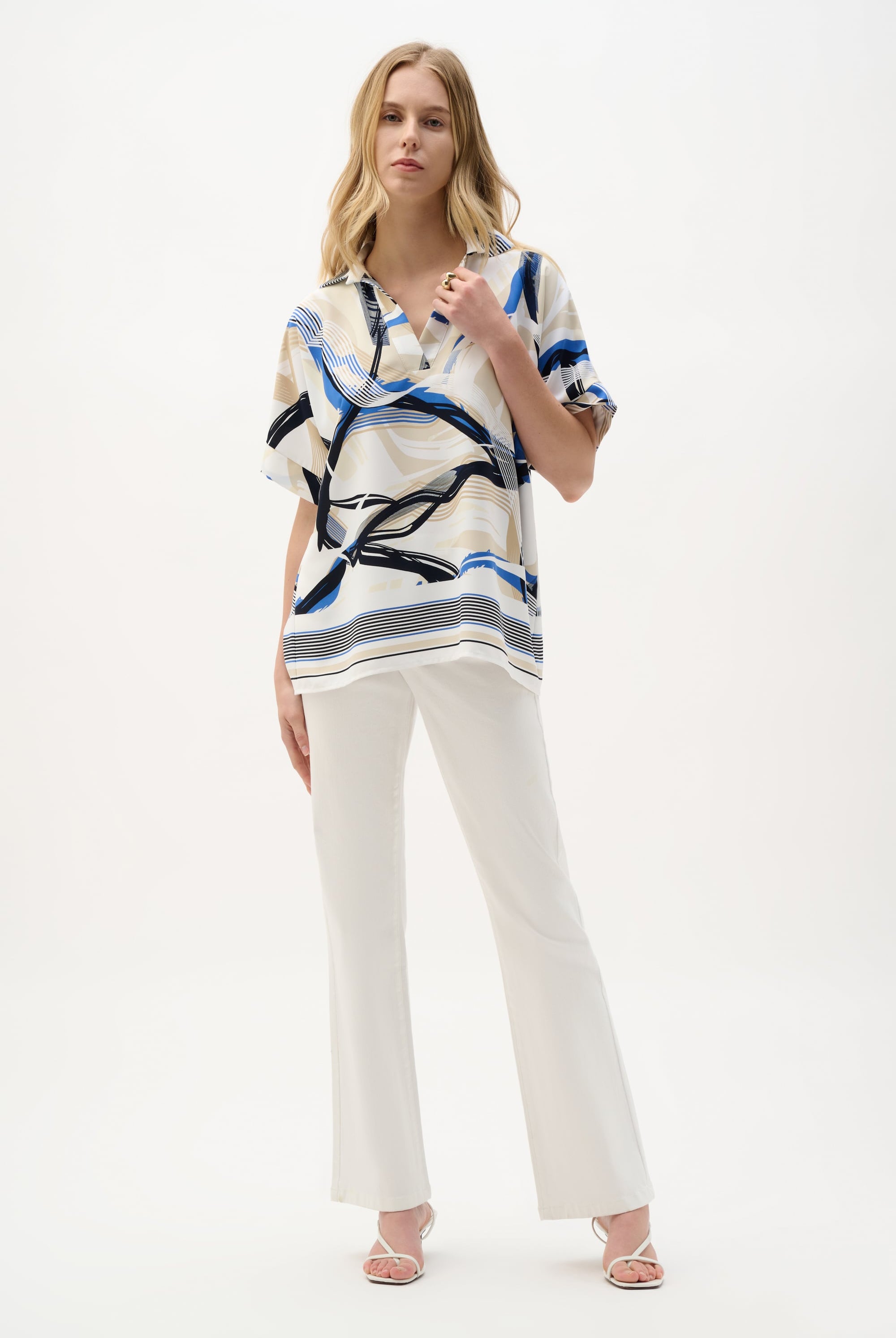 Recycled Woven Abstract Print Boxy Top