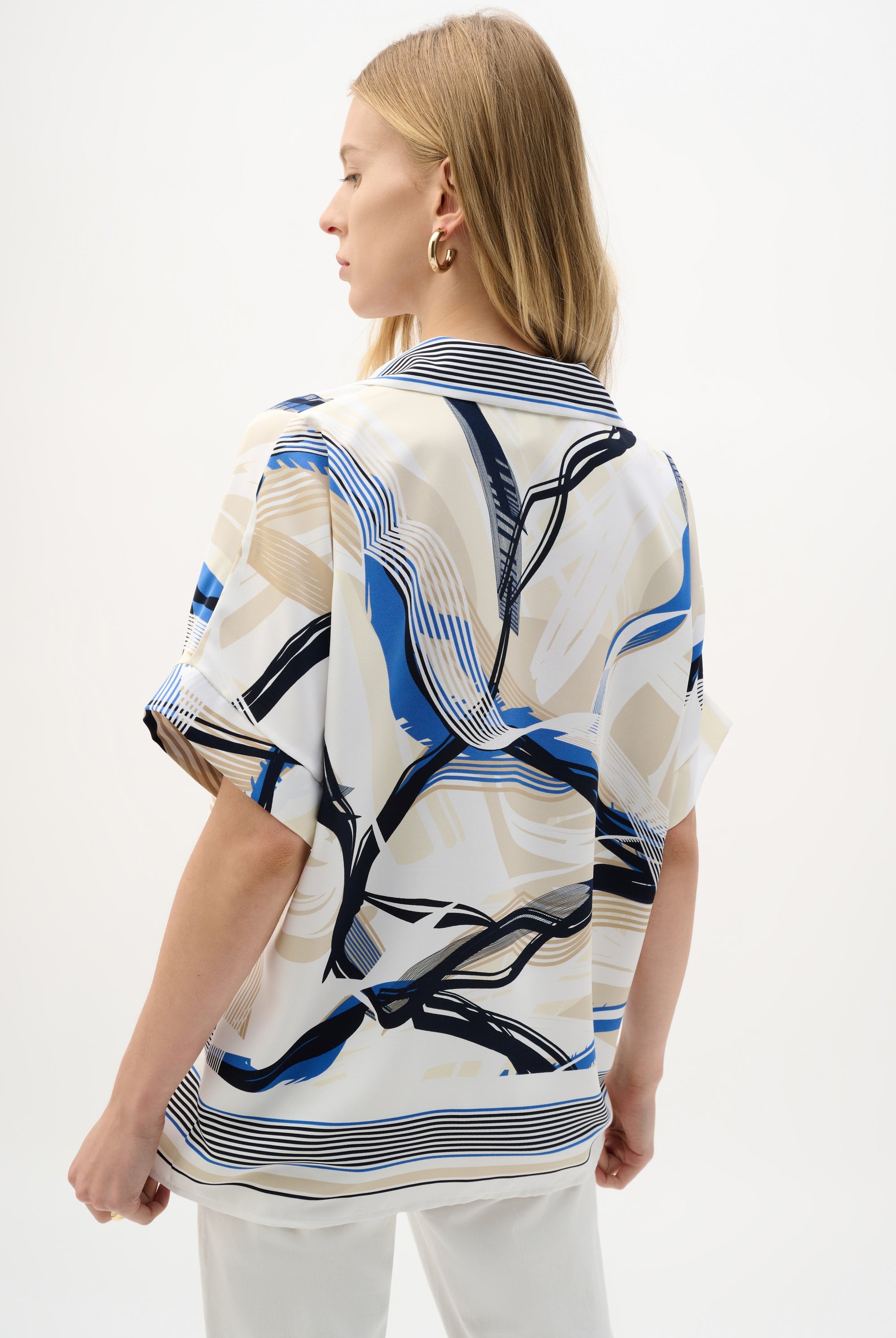 Recycled Woven Abstract Print Boxy Top