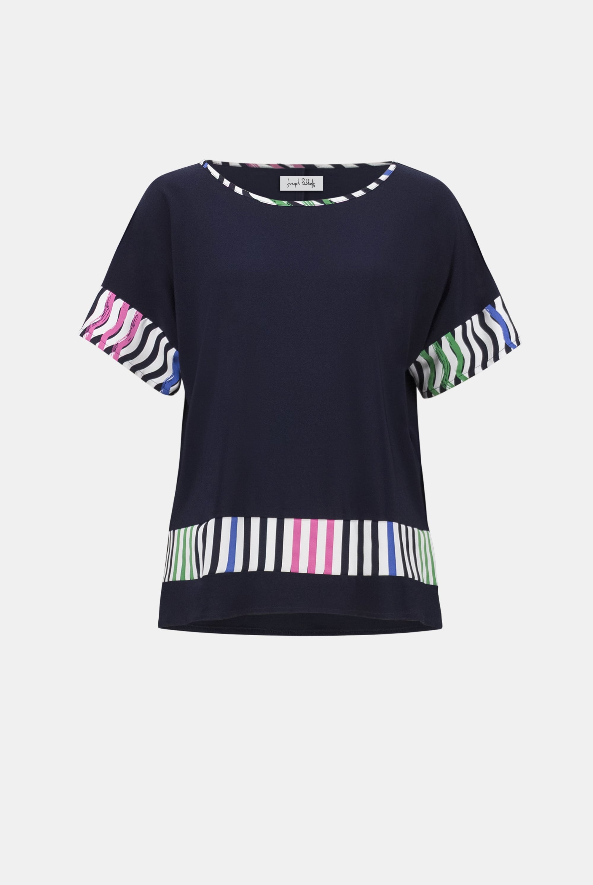 SIlky Knit And Woven Stripe Print Boxy Top