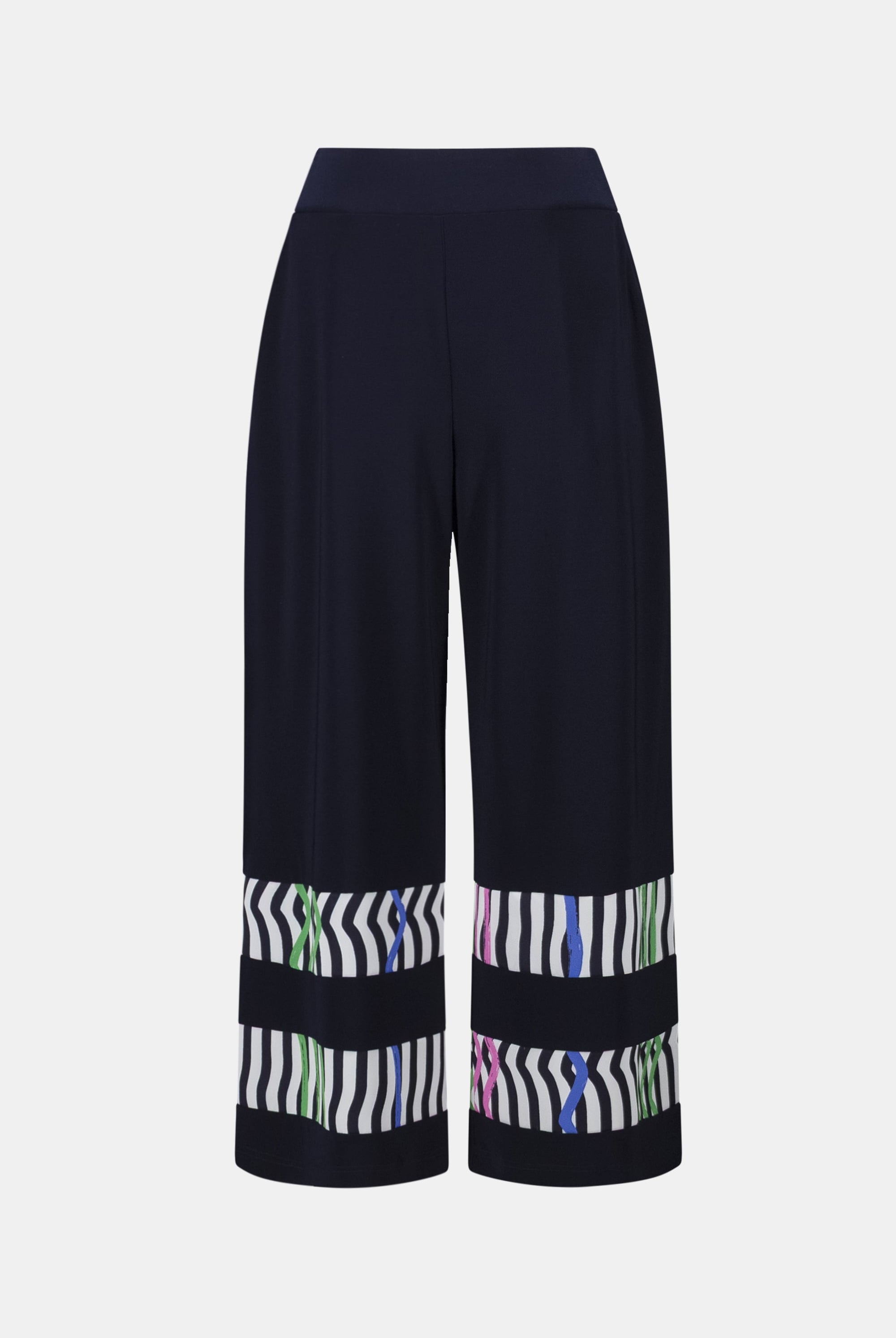 Silky Knit And Woven Stripe Print Culotte Pants