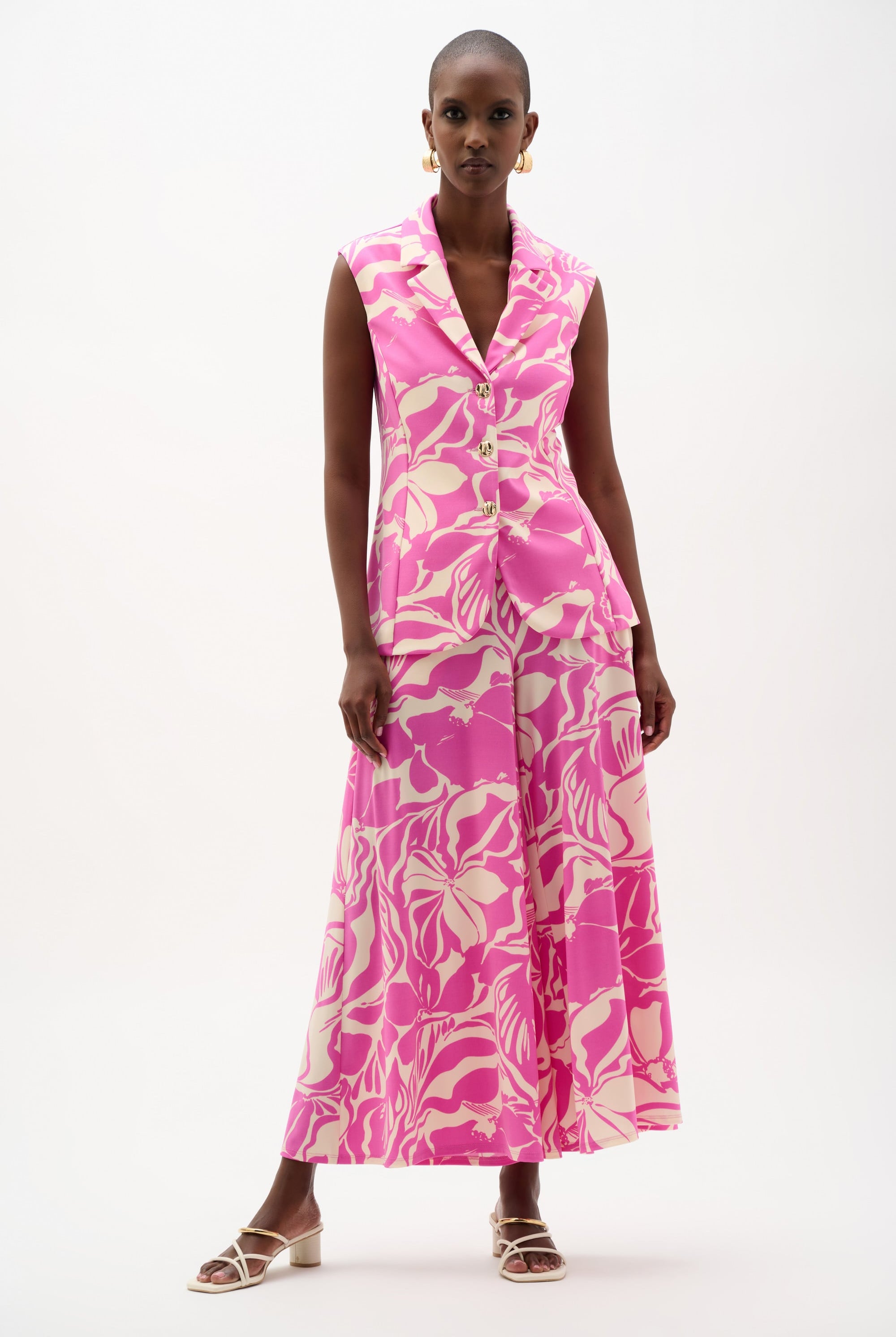 Silky Knit Floral Print Sleeveless Vest