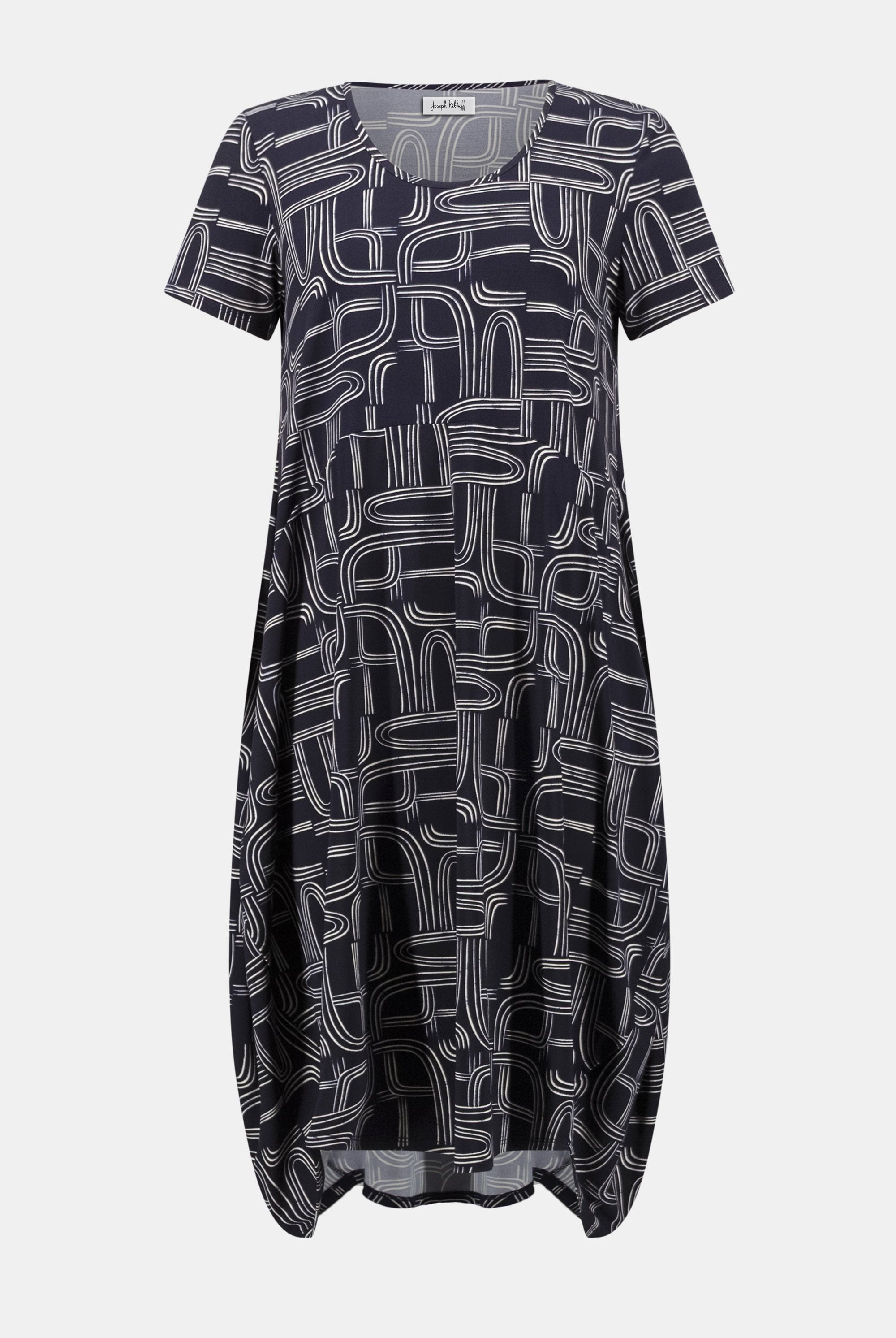 Silky Knit Geometric Print Cocoon Dress