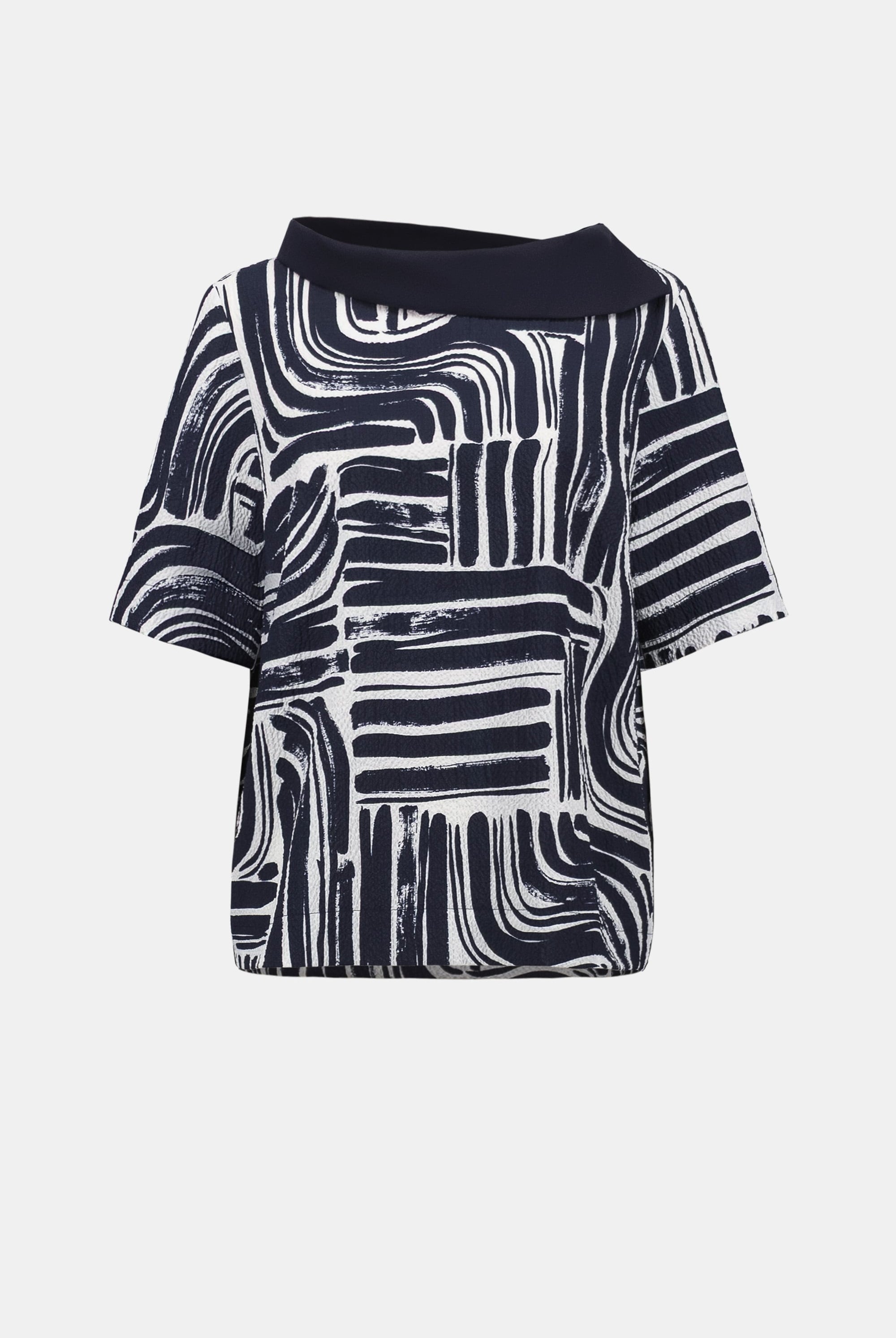 Seersucker And Georgette Abstract Print Straight Top
