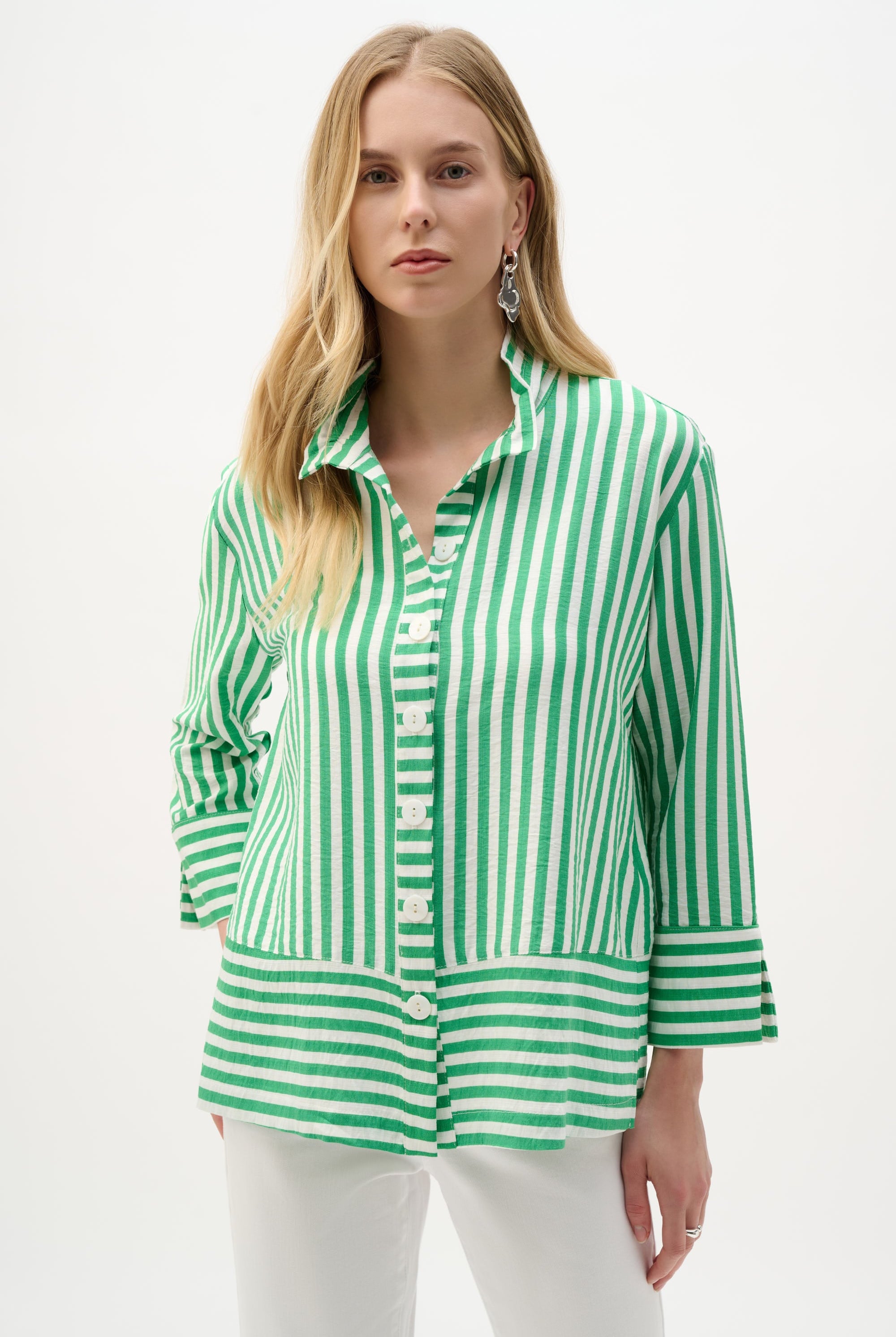 Woven Stripe Print Straight Jacket