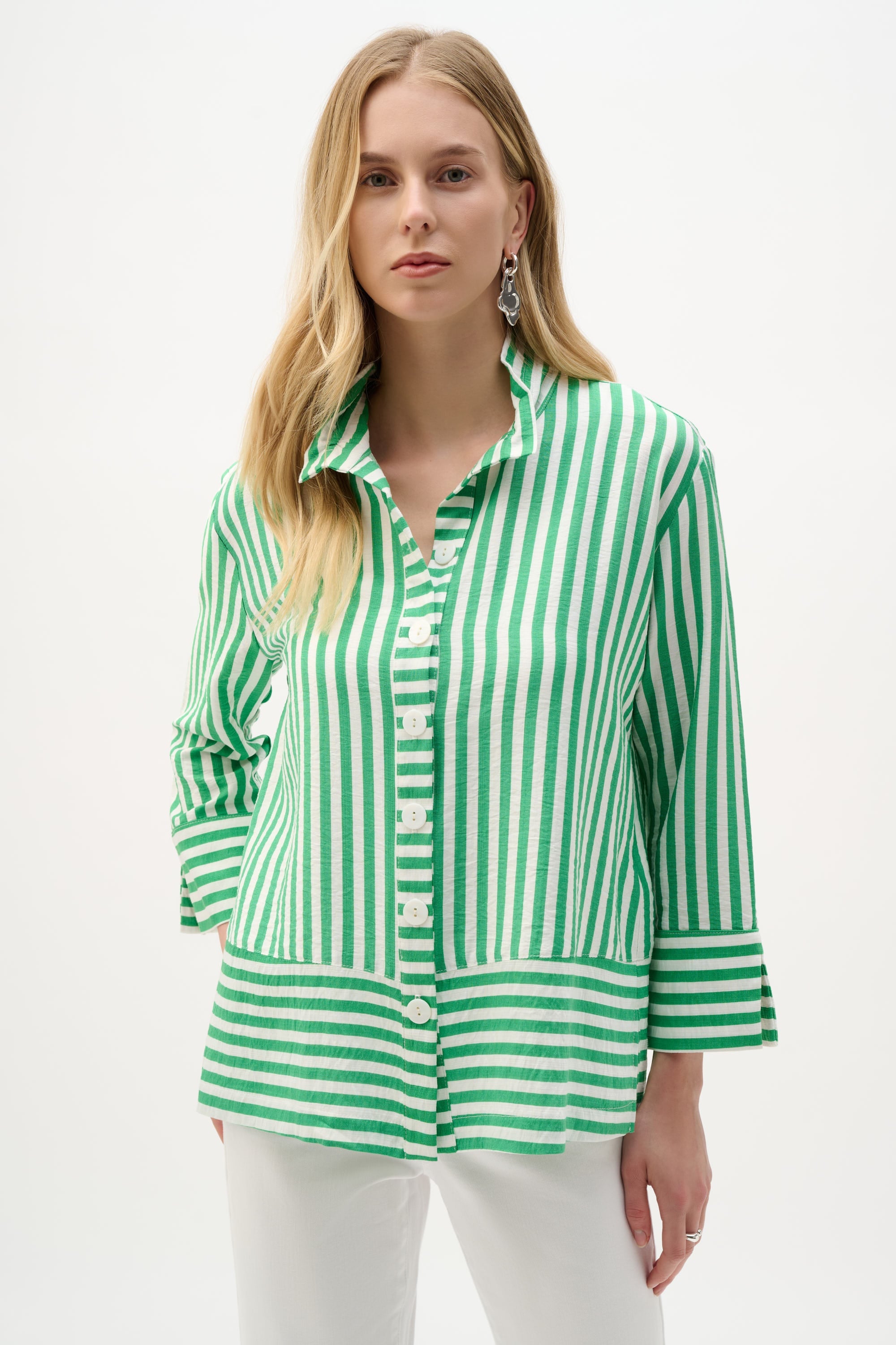 Woven Stripe Print Straight Jacket