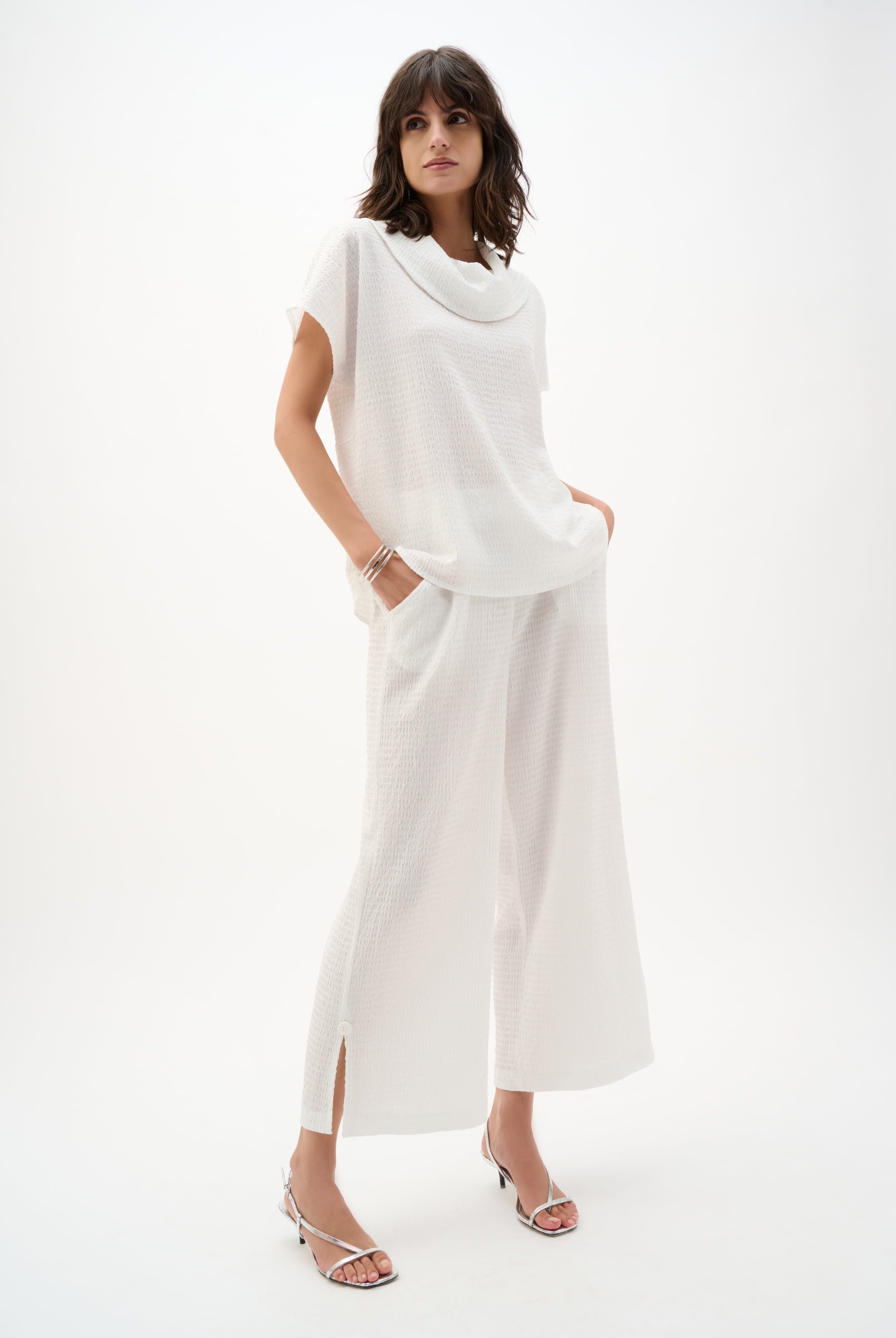 Textured Knit Pull-on Culotte Pants