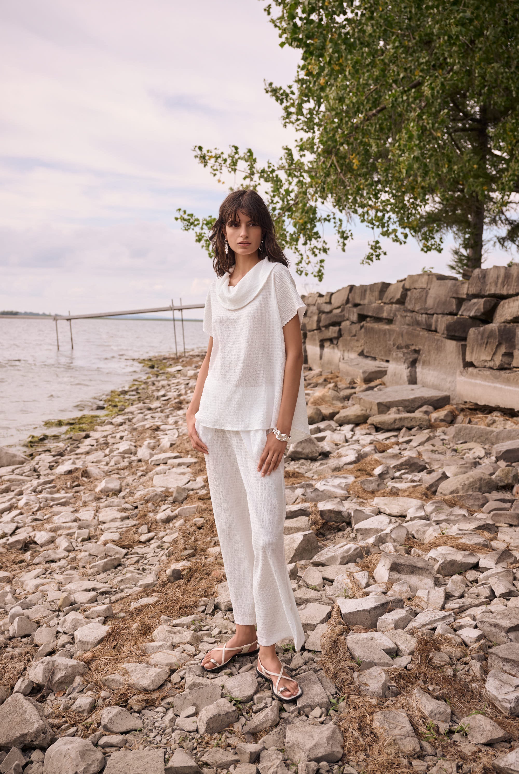 Textured Knit Pull-on Culotte Pants