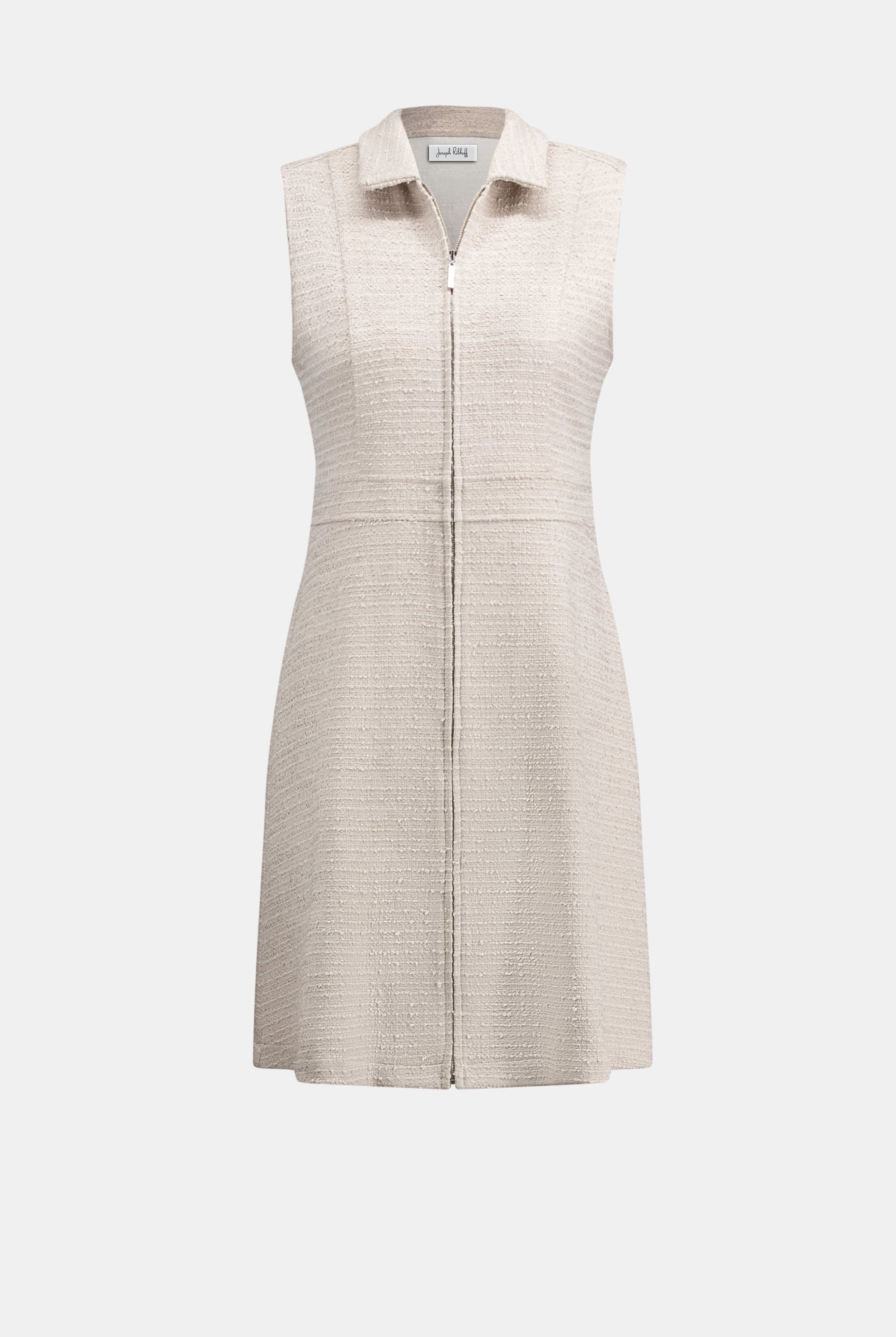 Bouclé A-Line Dress With Zipped Neckline