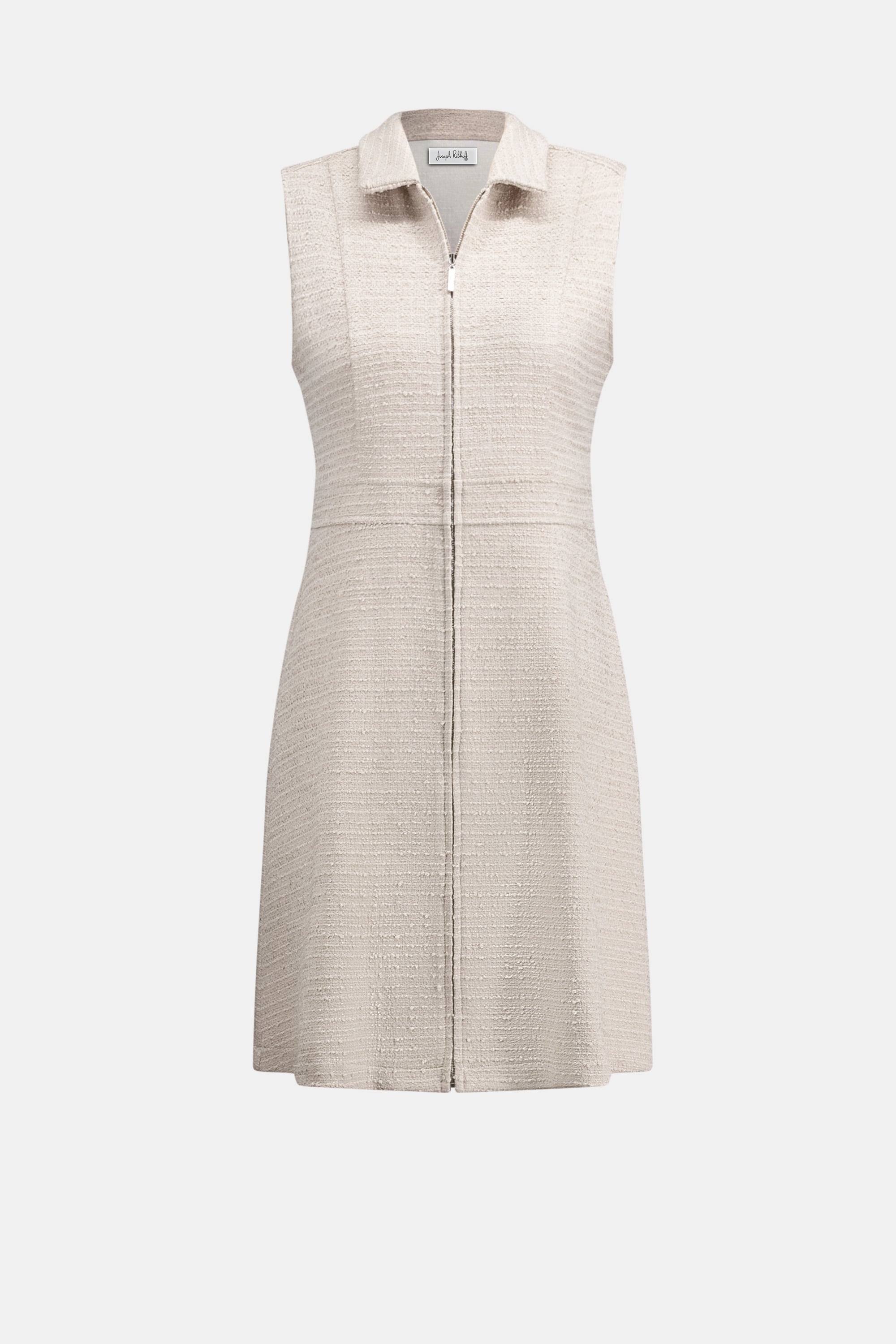 Bouclé A-Line Dress With Zipped Neckline