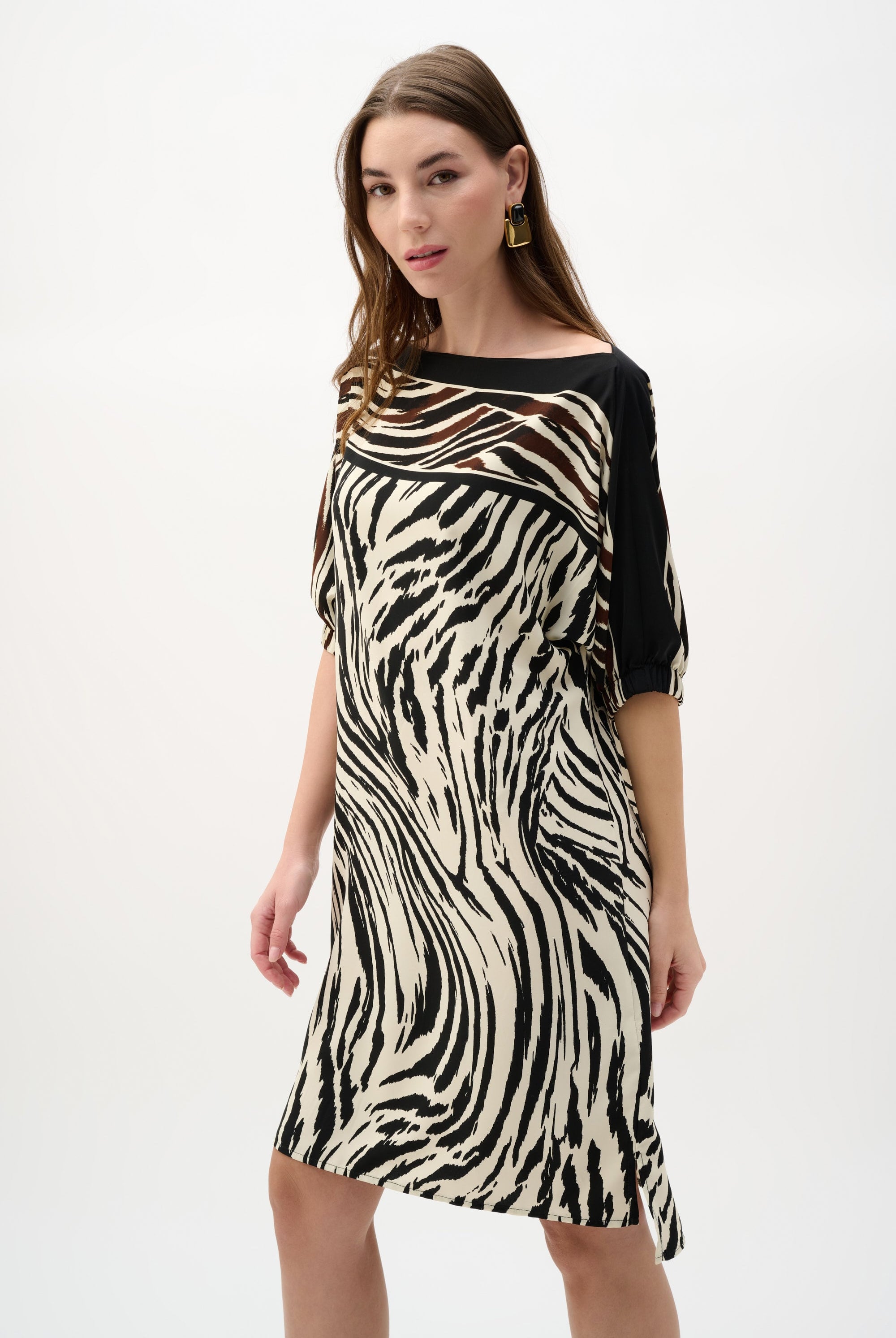 Recycled Woven Animal Print Straight Dress